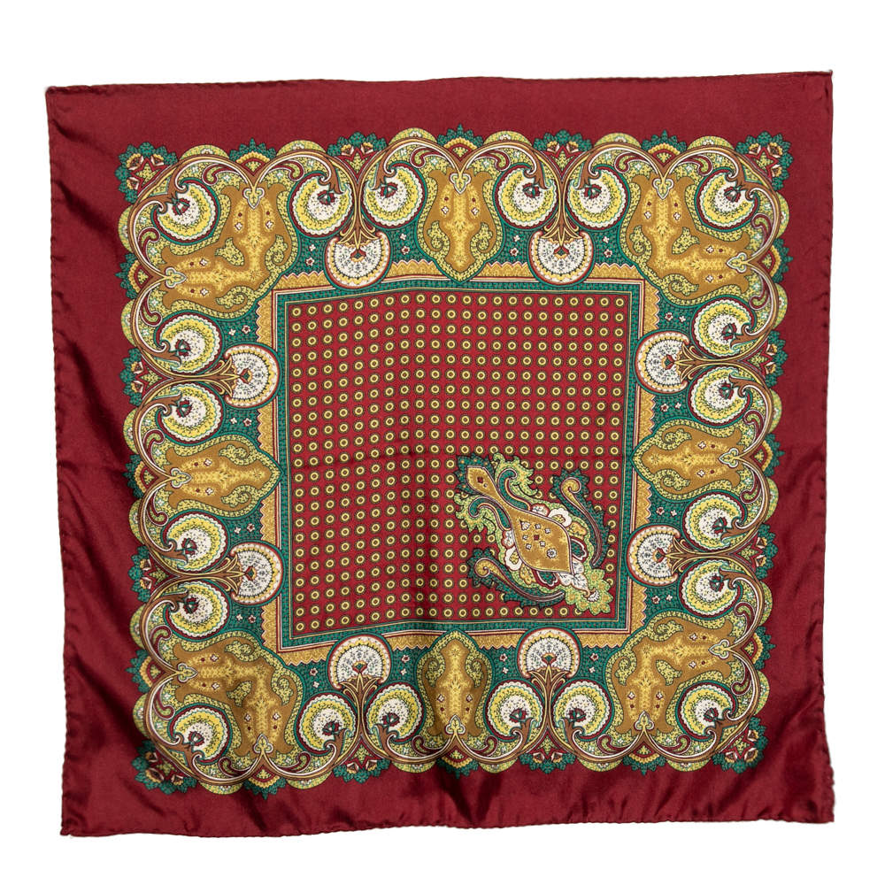 Boss By Hugo Boss Red Printed Silk Pocket Square