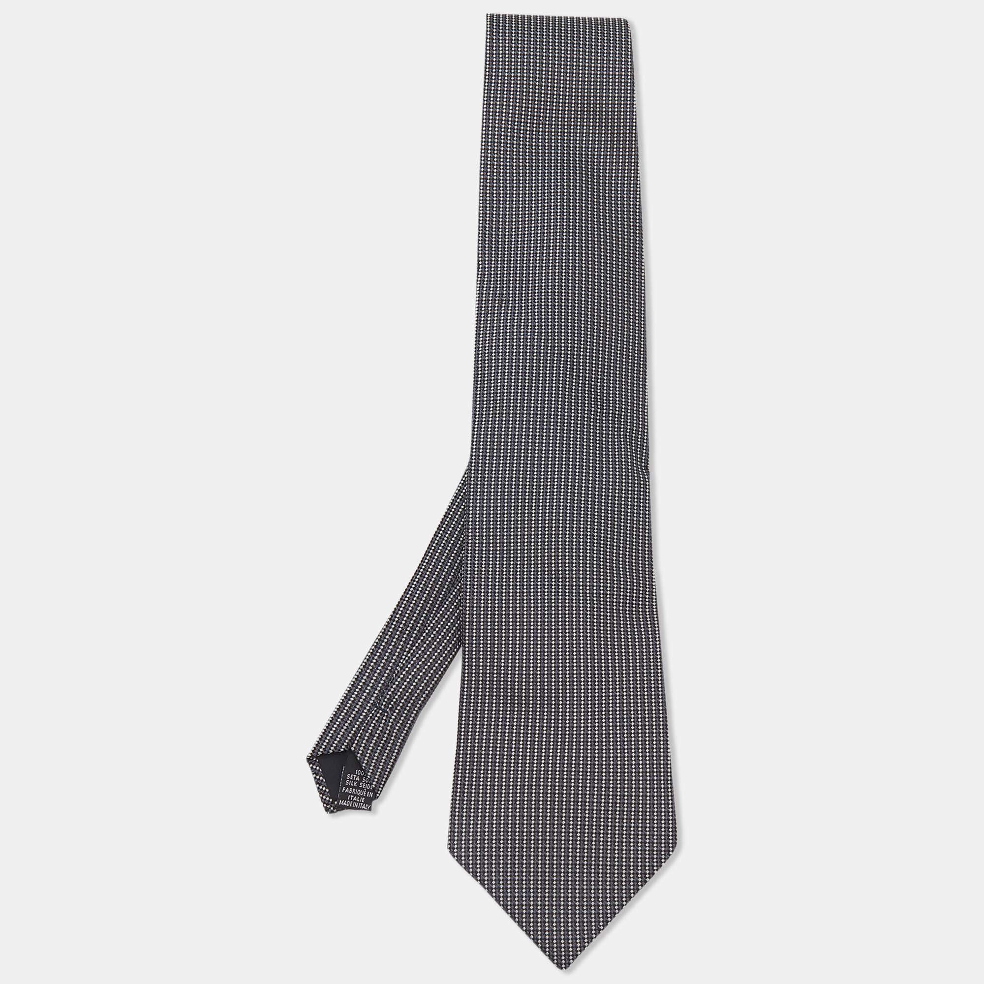 مملوكة مسبقًا Boss By Hugo Boss Monochrome Jacquard Silk Tie