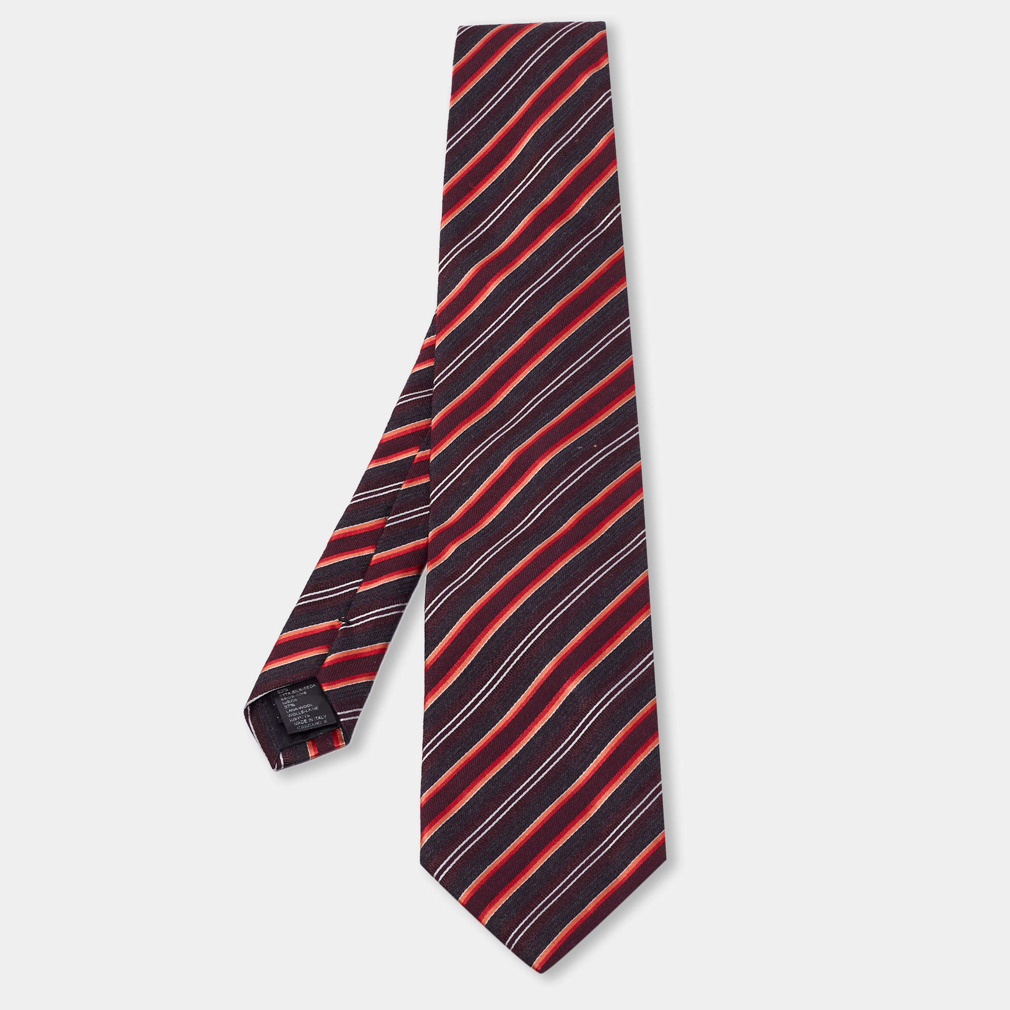 Boss By Hugo Boss Multicolor Striped Silk Wool Tie