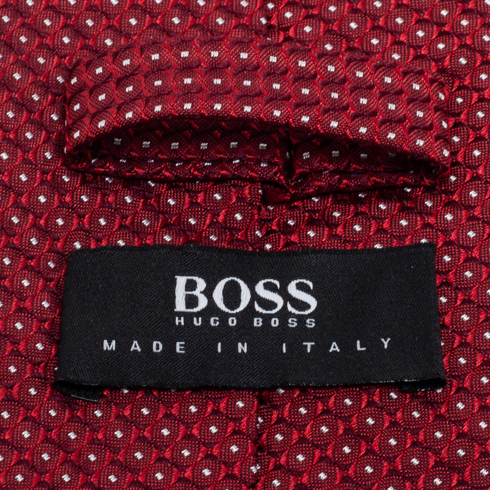 Boss By Hugo Boss Red Patterned Silk Tie Boss By Hugo Boss | The Luxury  Closet