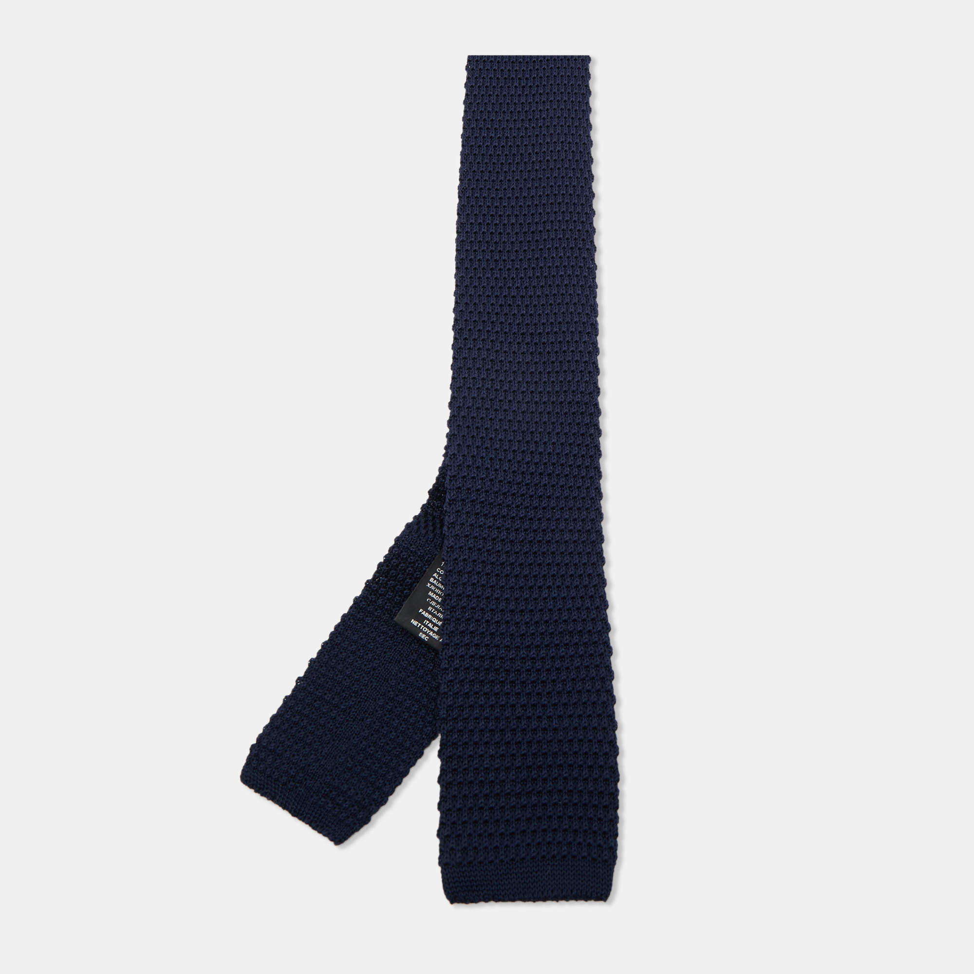 Boss By Hugo Boss Navy Blue Cotton Knit Slim Tie