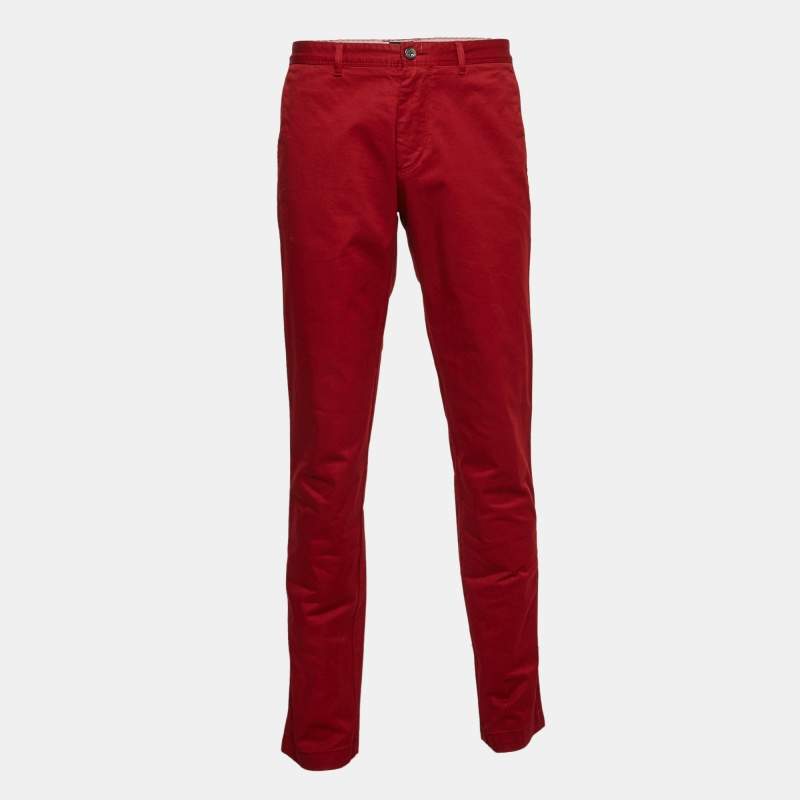 Boss By Hugo Boss Red Cotton Regular Trousers L