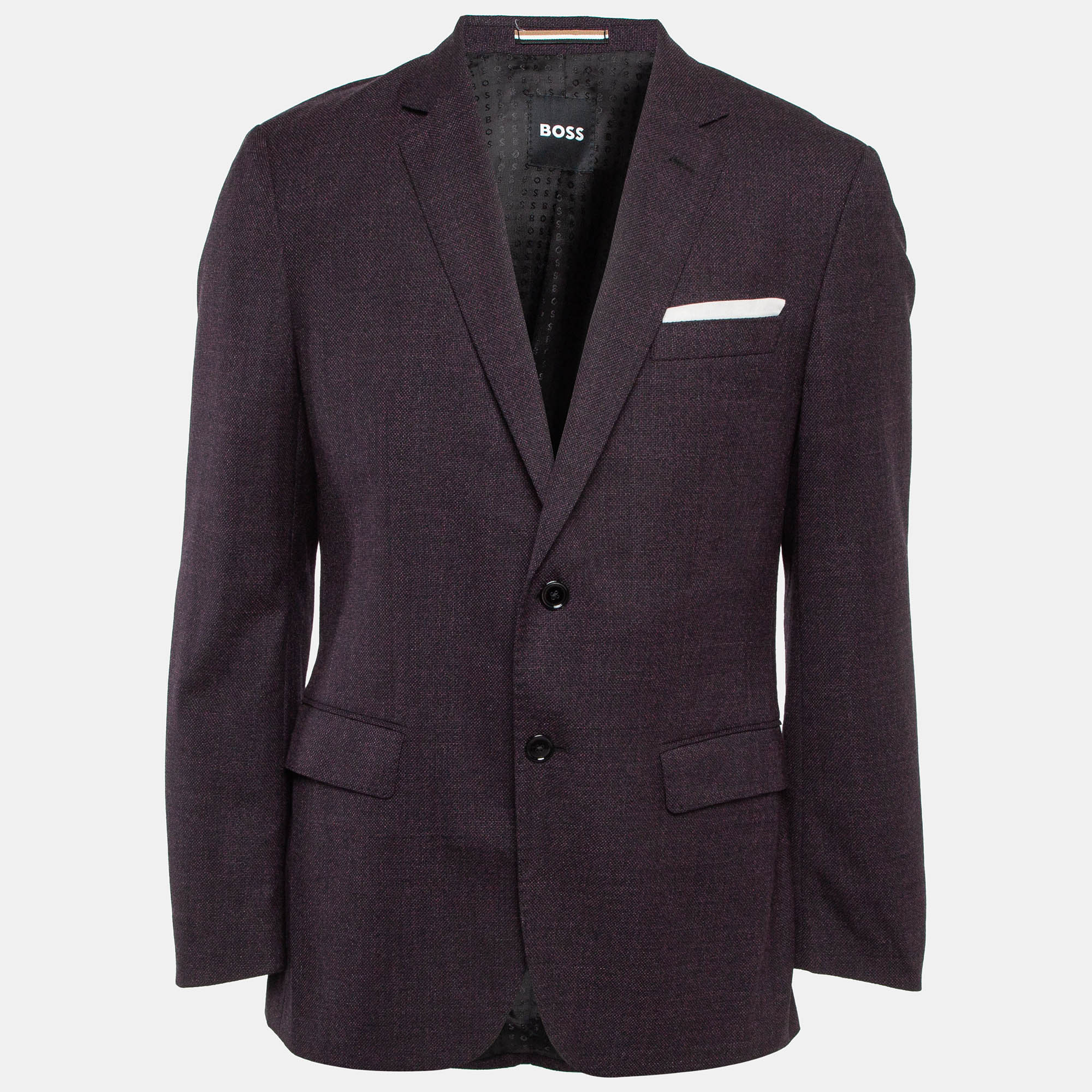 Pre Owned Boss By Hugo Boss Burgundy Wool Single Breasted Blazer XL