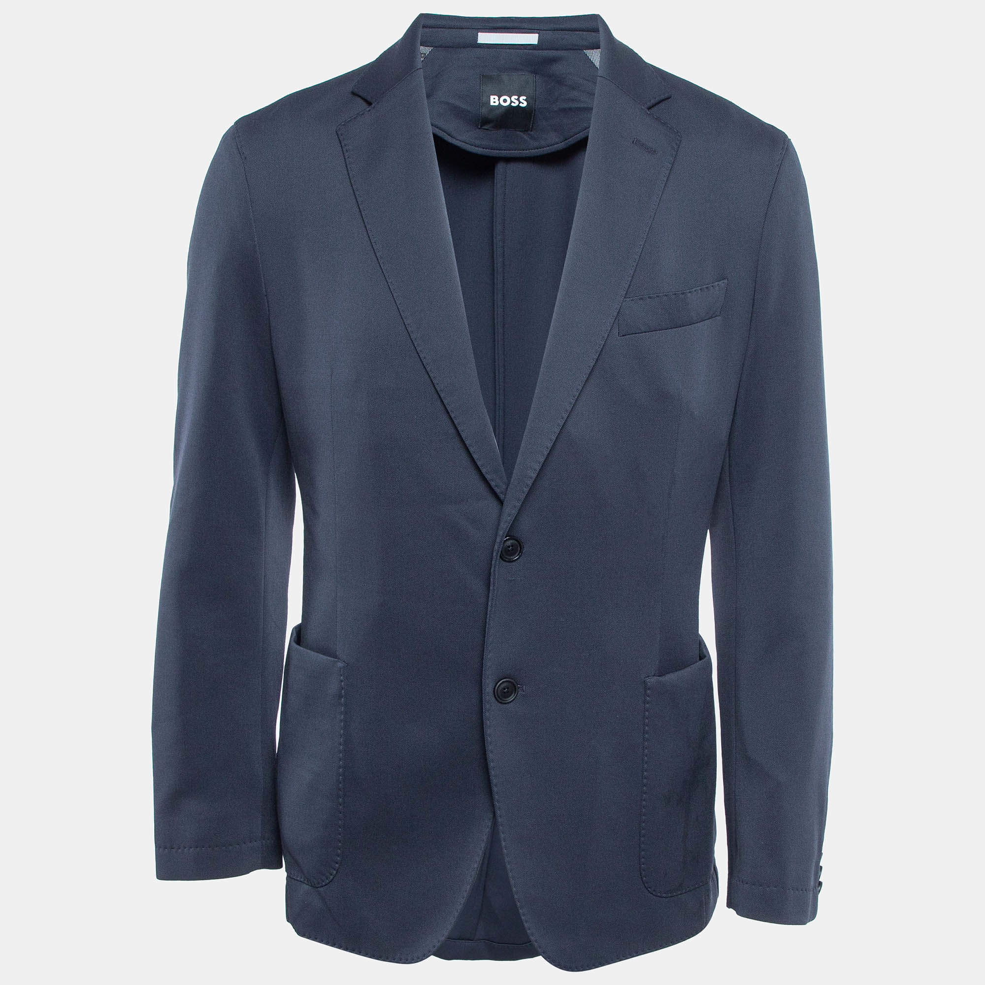 Boss By Hugo Boss Blue Stretch Knit Micro-Patterned Blazer XL