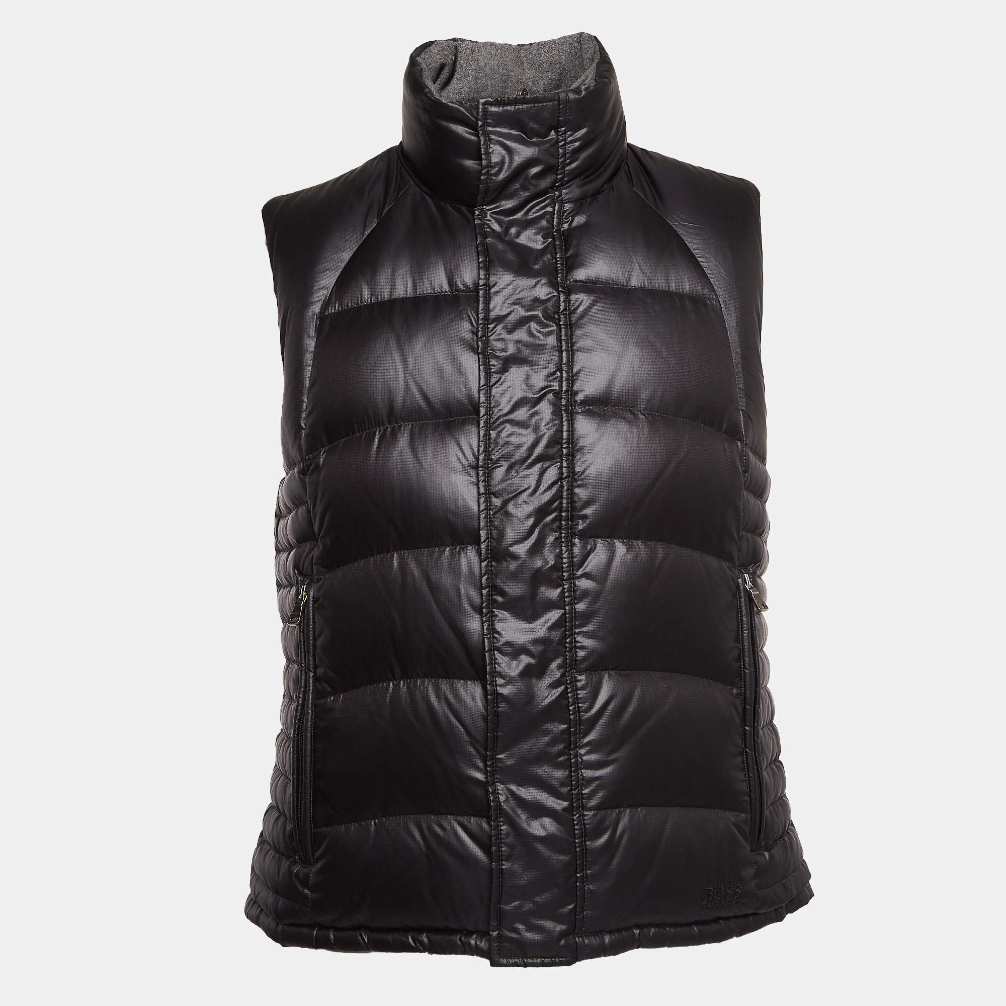 Boss by Hugo Boss Grey Wool and Nylon Reversible Down Vest M