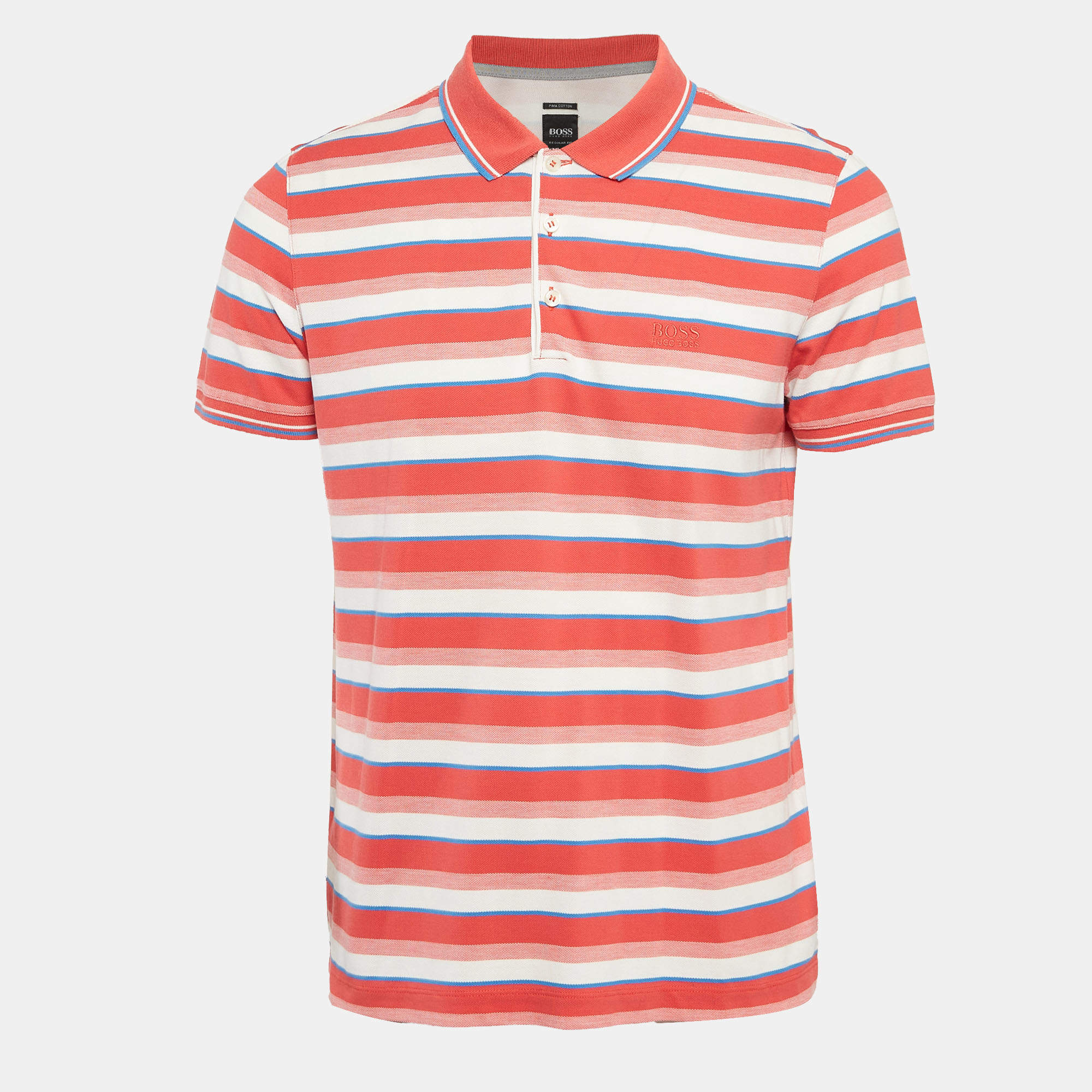 Boss By Hugo Boss Red Stripe Pima Cotton Regular Fit Polo L Boss By Hugo Boss TLC