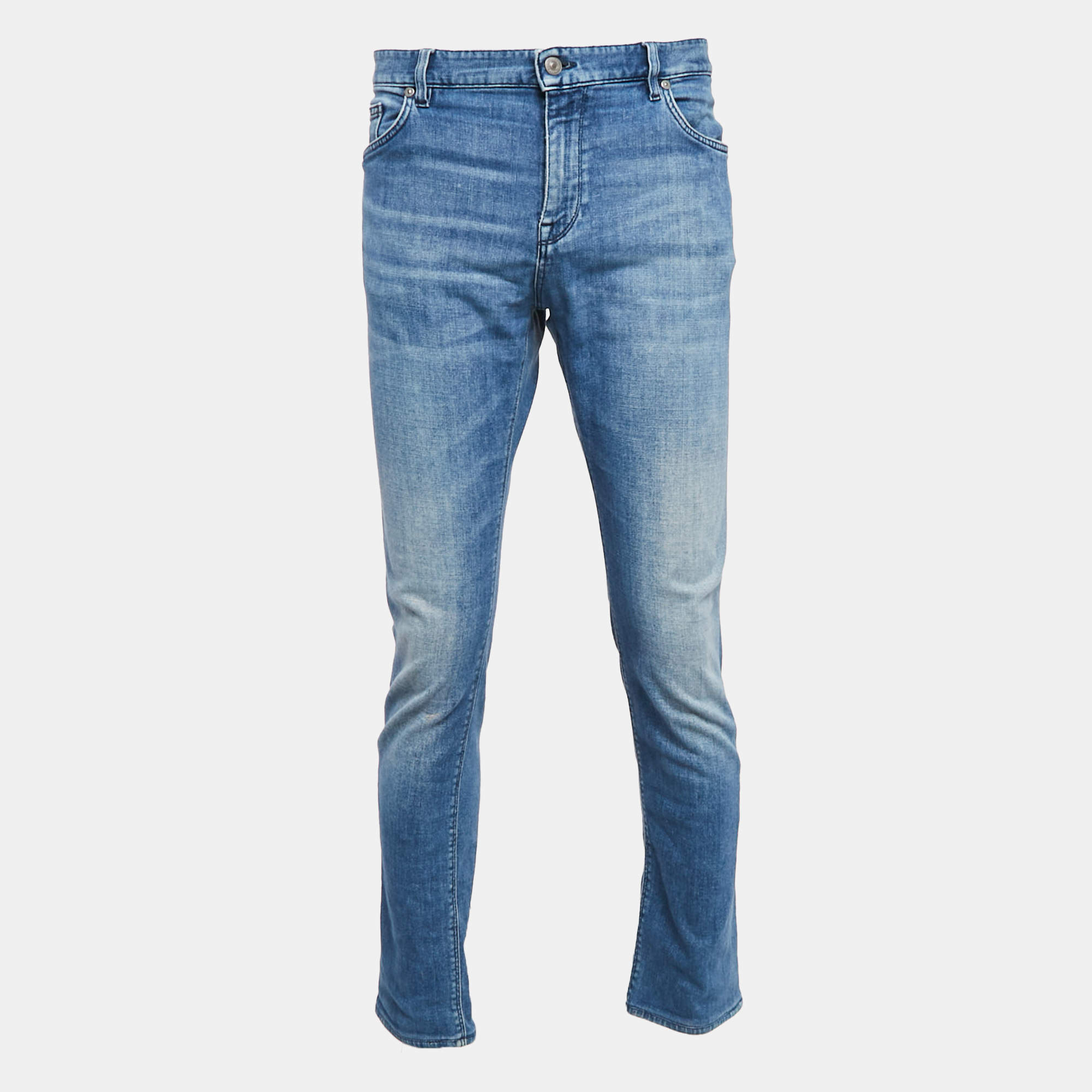 Pre Owned Boss By Hugo Boss Blue Faded Denim Candiani Jeans XXL Waist 40"