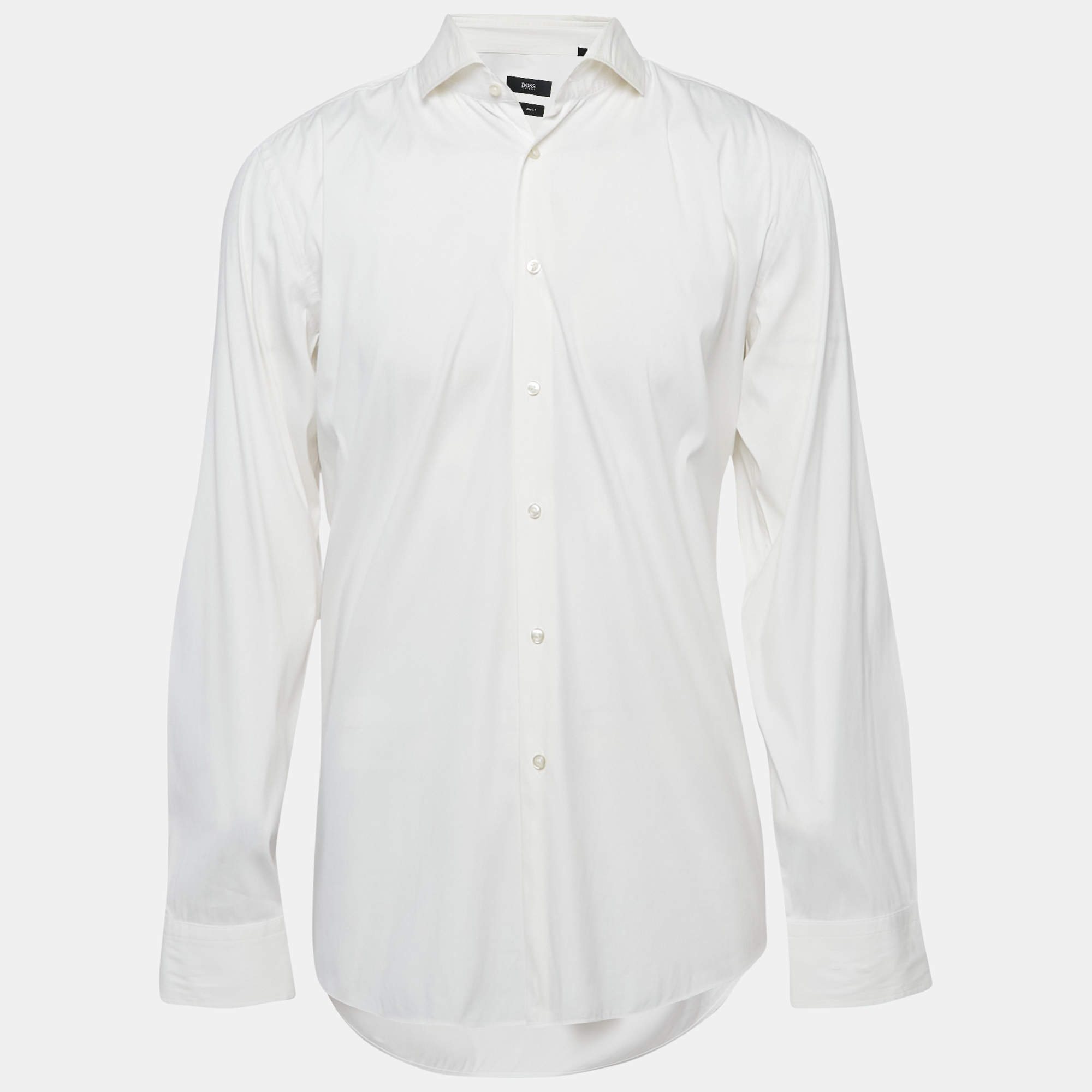 مملوكة مسبقًا Boss By Hugo Boss White Cotton Slim Fit Shirt XXL