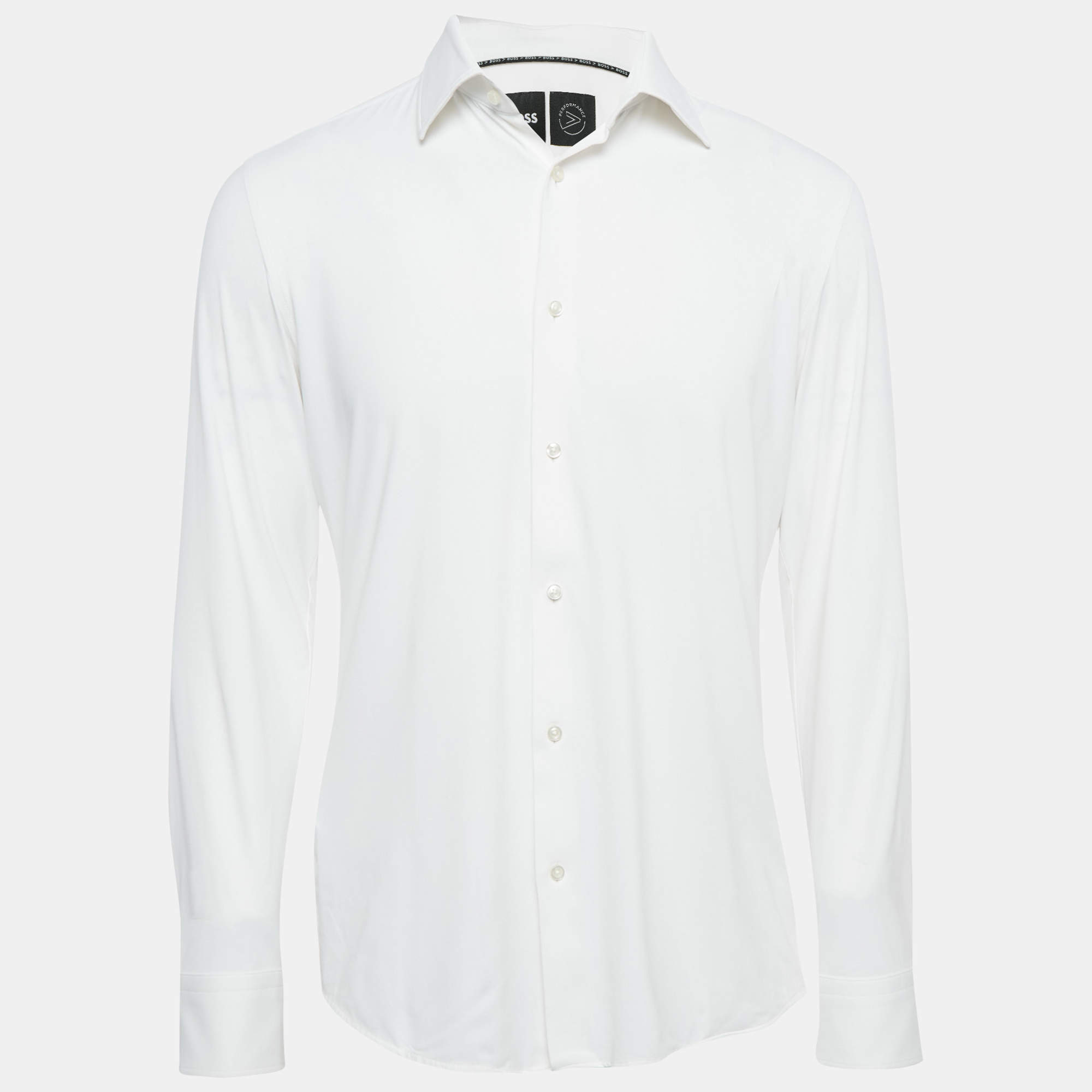 مملوكة مسبقًا Boss by Hugo Boss White Jersey Button Front Shirt M