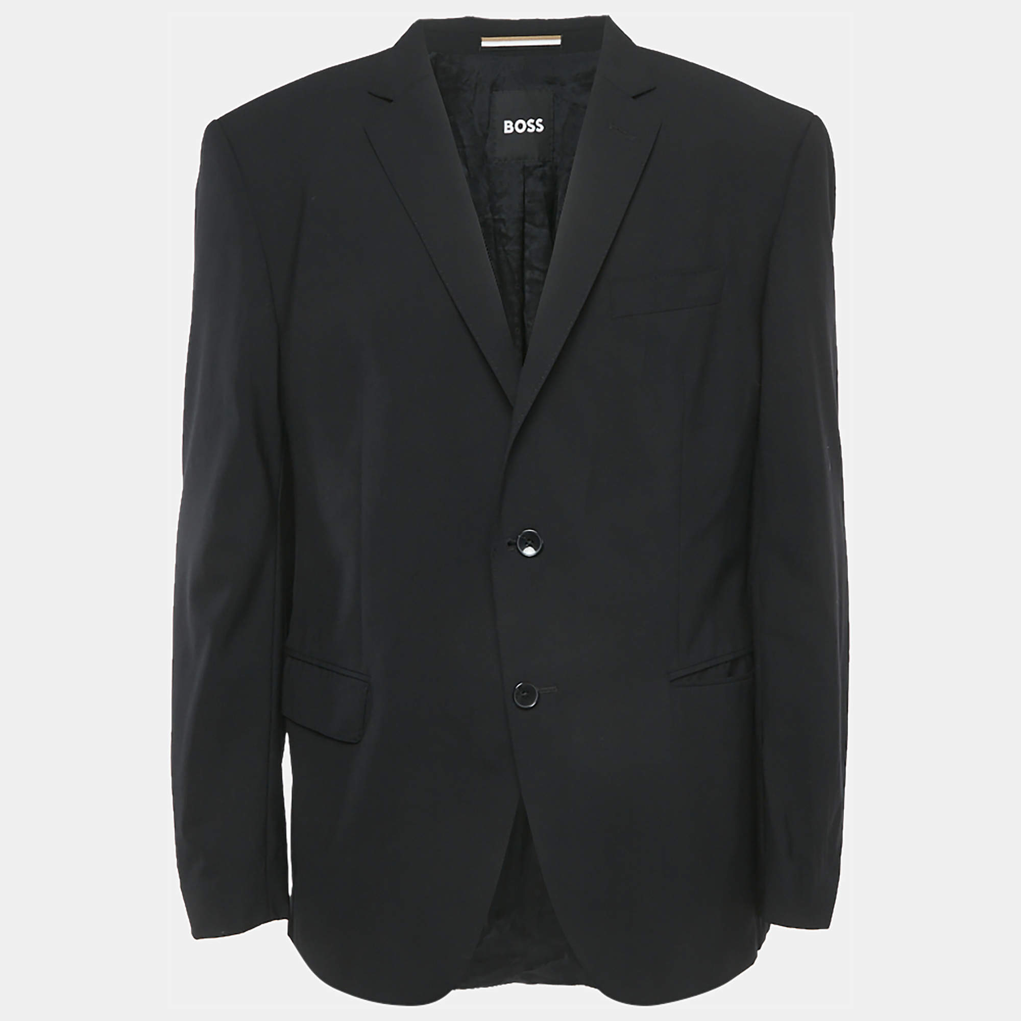 Pre Owned Boss By Hugo Boss Black Wool Single Breasted Blazer XXL