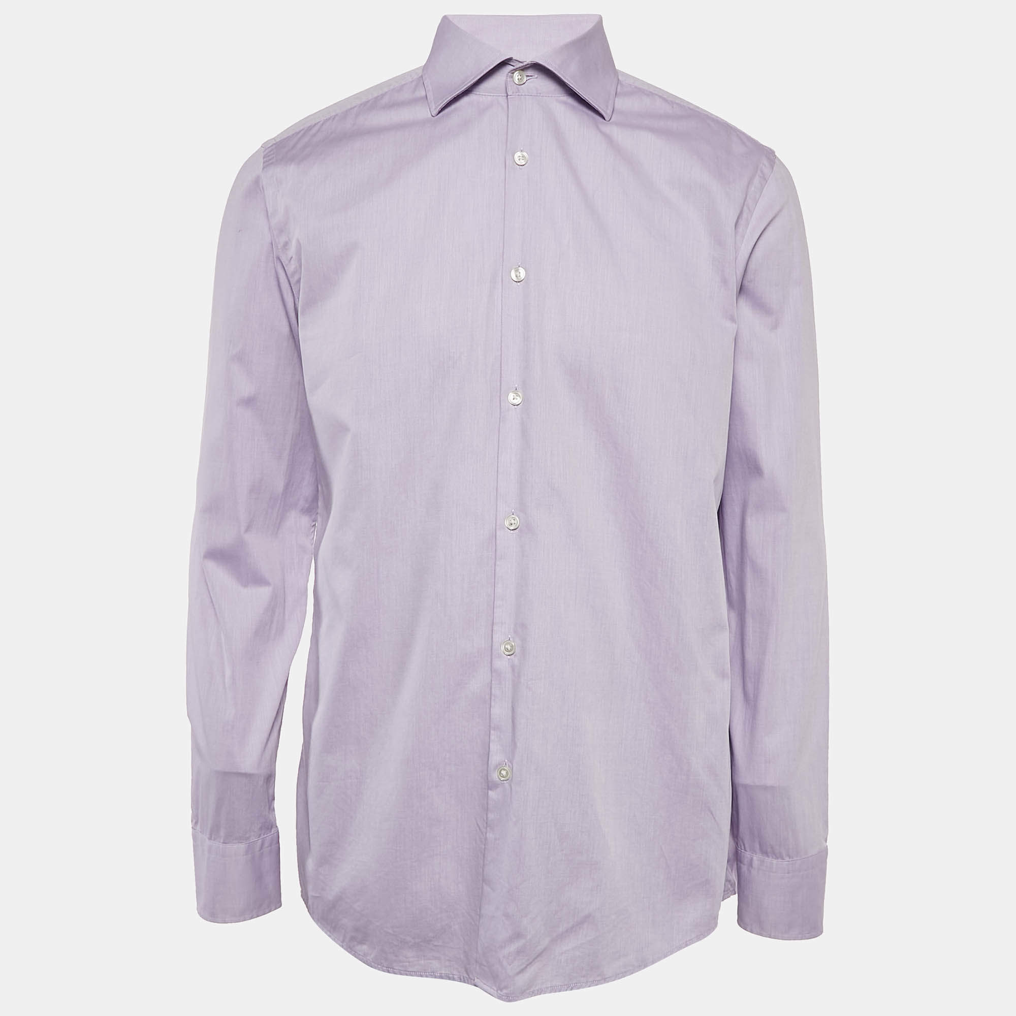 Boss By Hugo Boss Purple Patterned Cotton Button Front Shirt XL