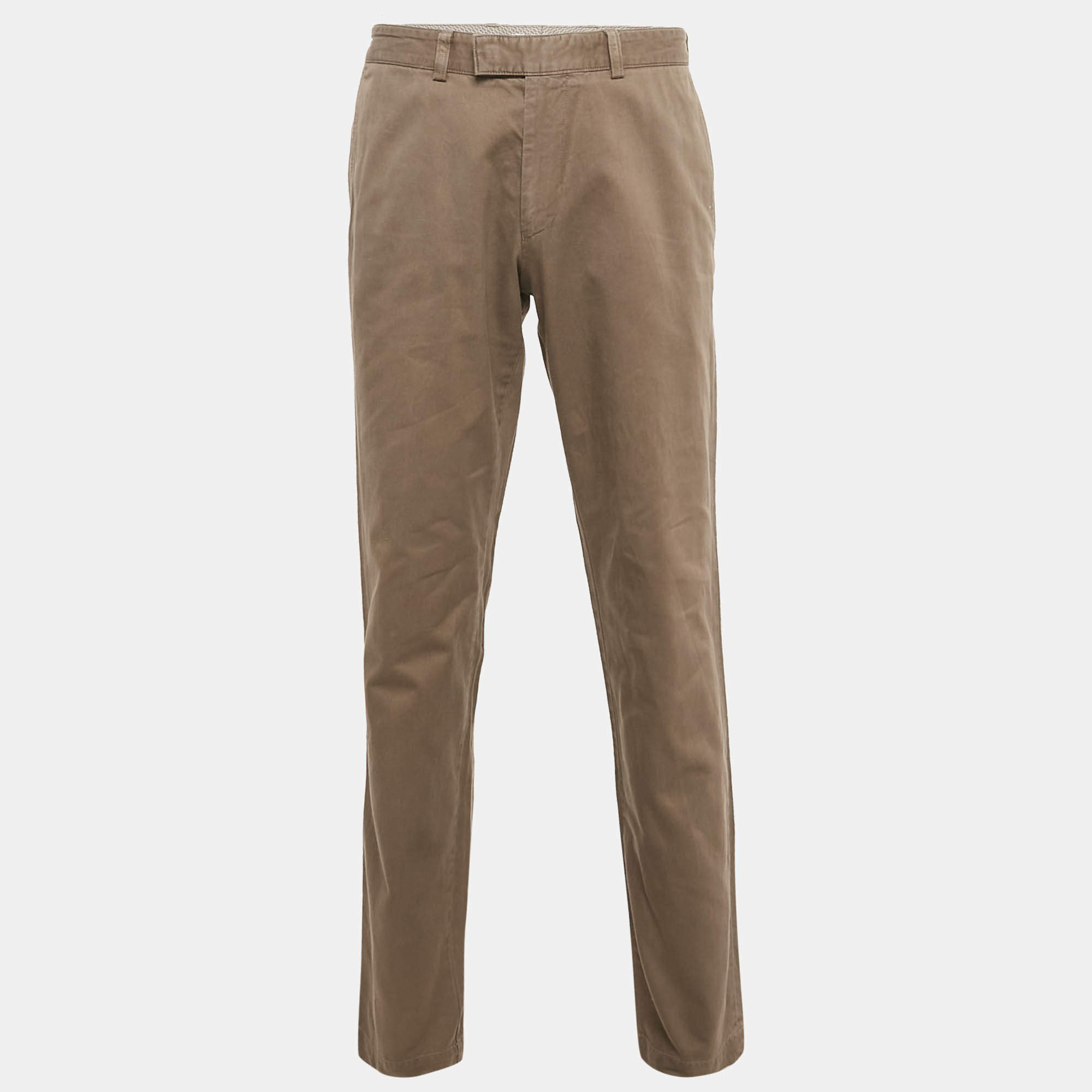 Boss By Hugo Boss Brown Gabardine Regular Fit Trousers L