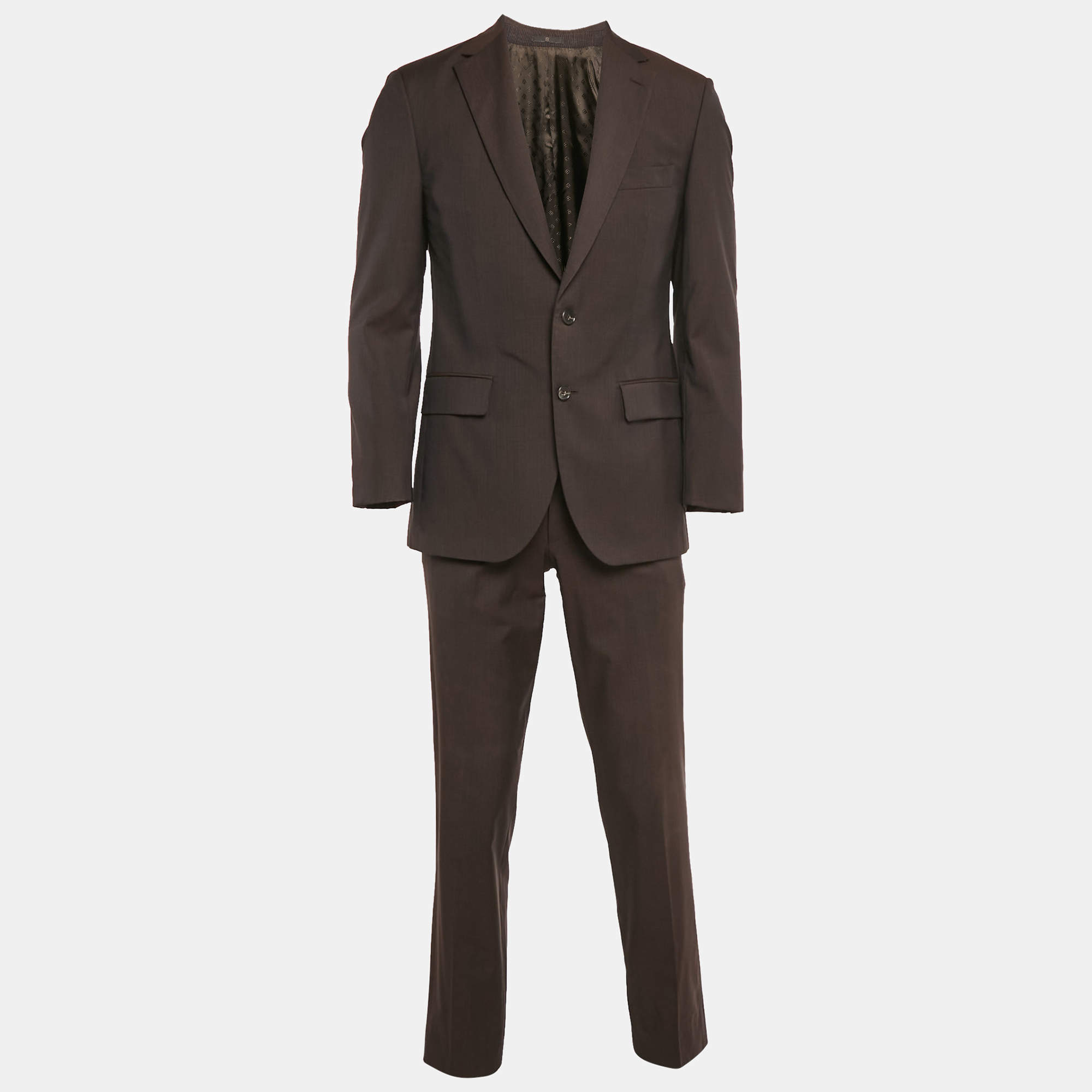 Pre Owned Boss By Hugo Boss Brown Wool Segal3 Pants Suit S