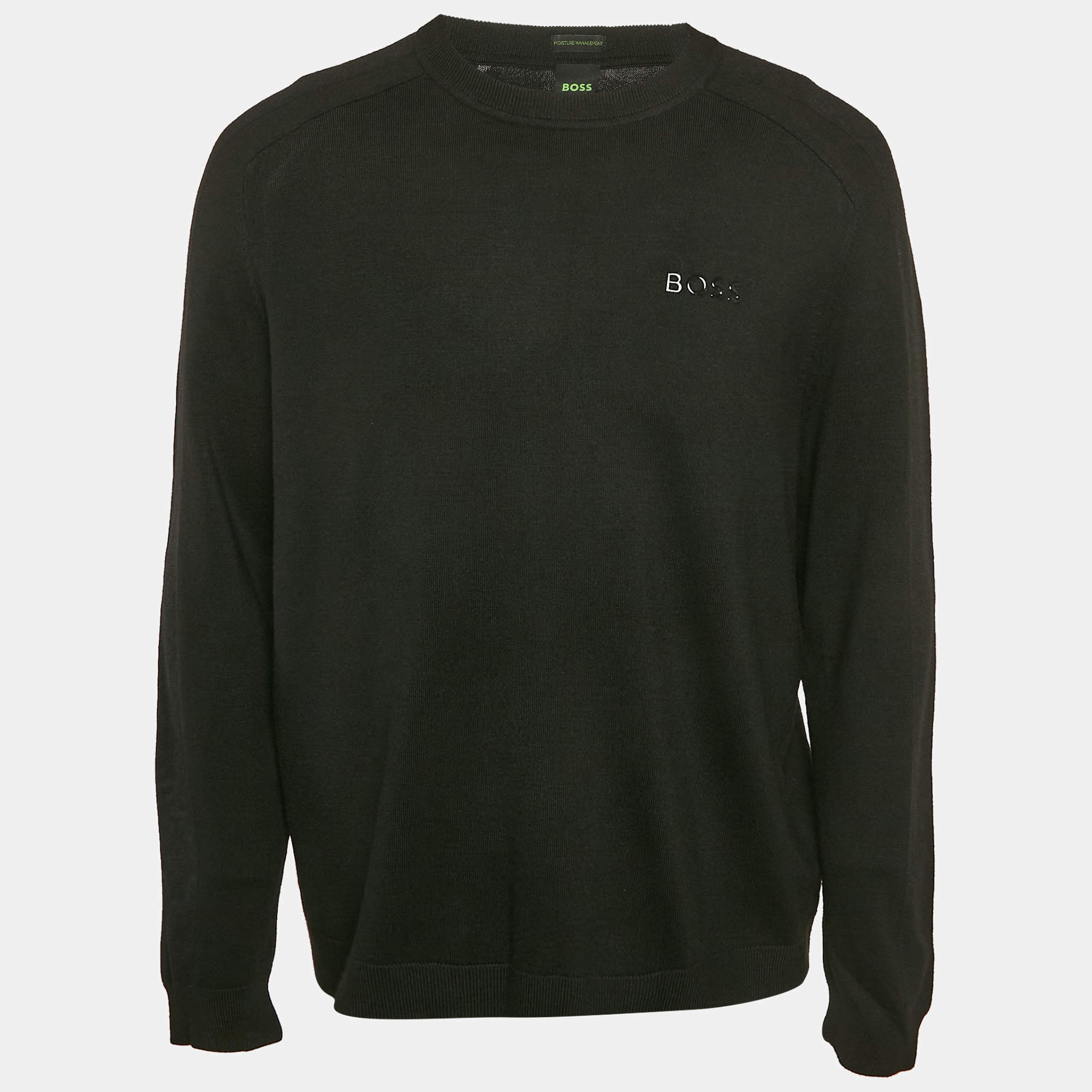 Boss By Hugo Boss Black Nylon Knit Crewneck Sweatshirt XL