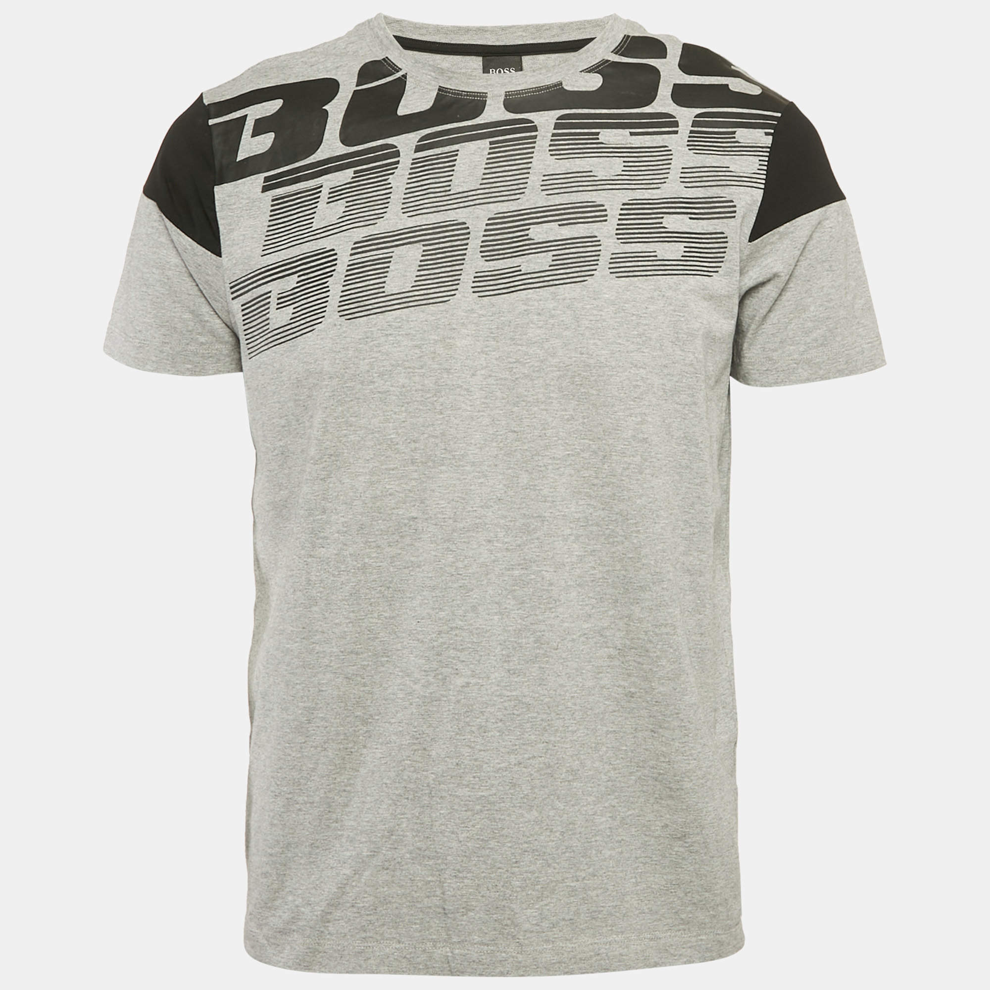 Boss By Hugo Boss Grey Printed Jersey Crewneck T-Shirt L