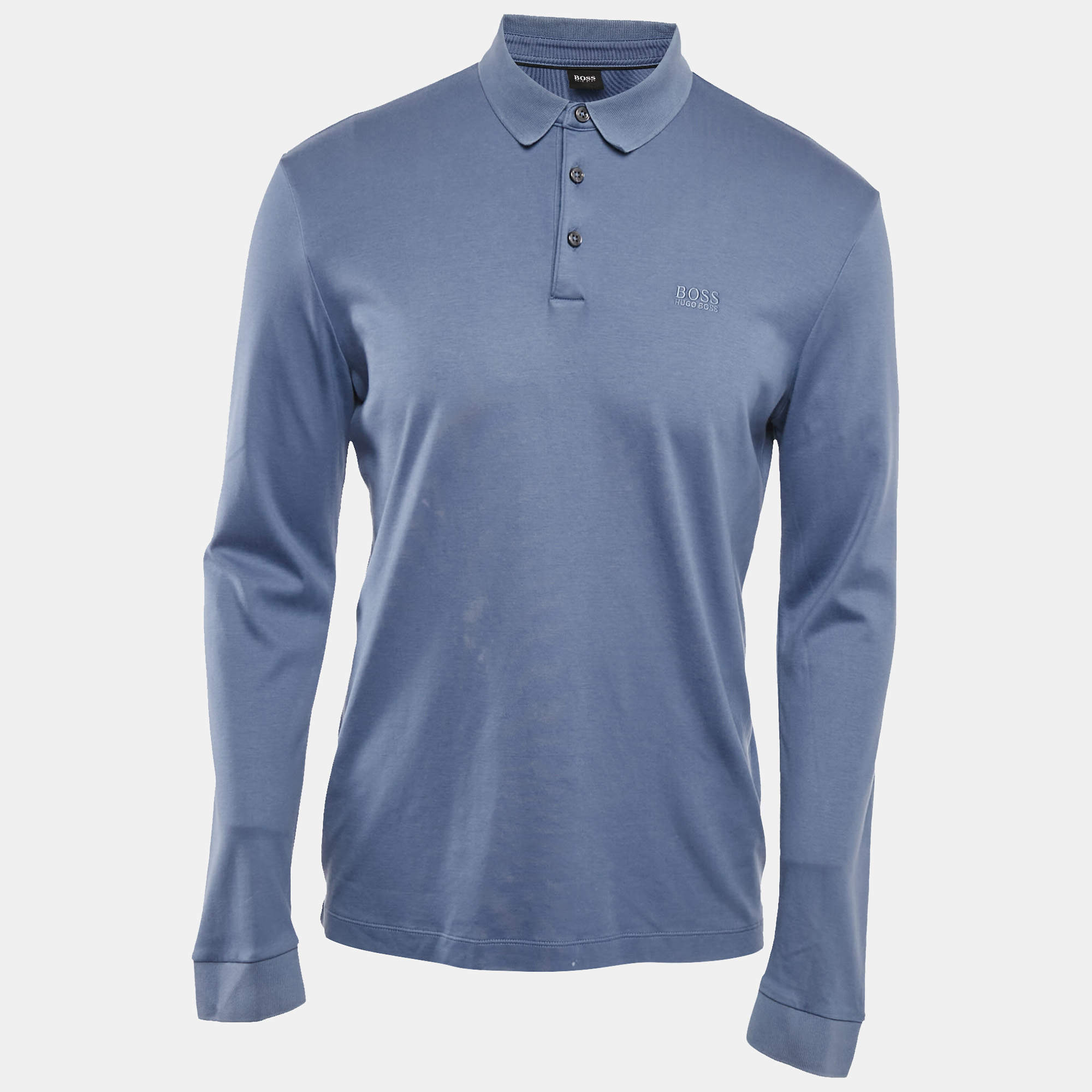 Boss By Hugo Boss Blue Cotton Knit Polo T-Shirt M