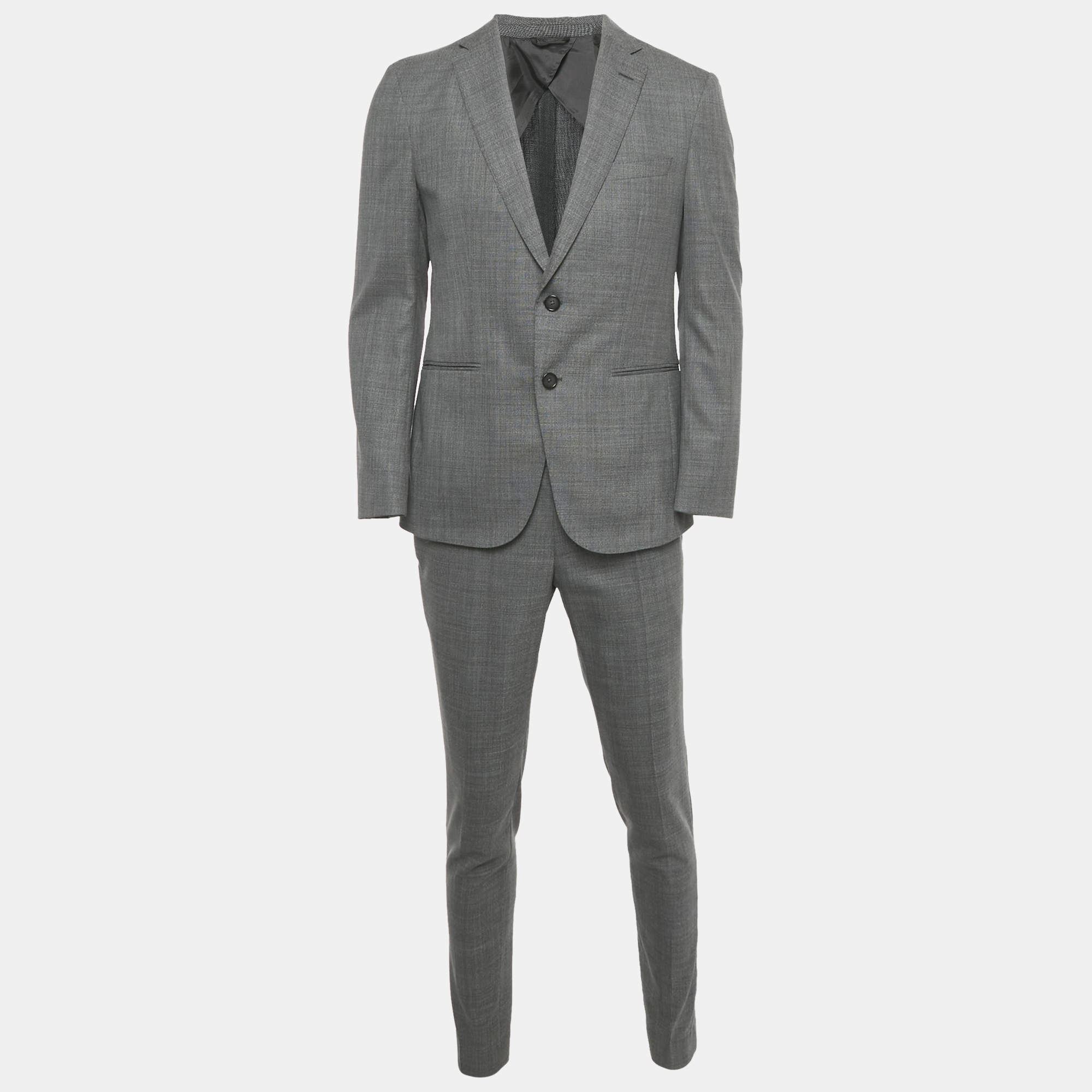 Pre Owned Boss By Hugo Boss Grey Wool Neyman/Bolt Suit M
