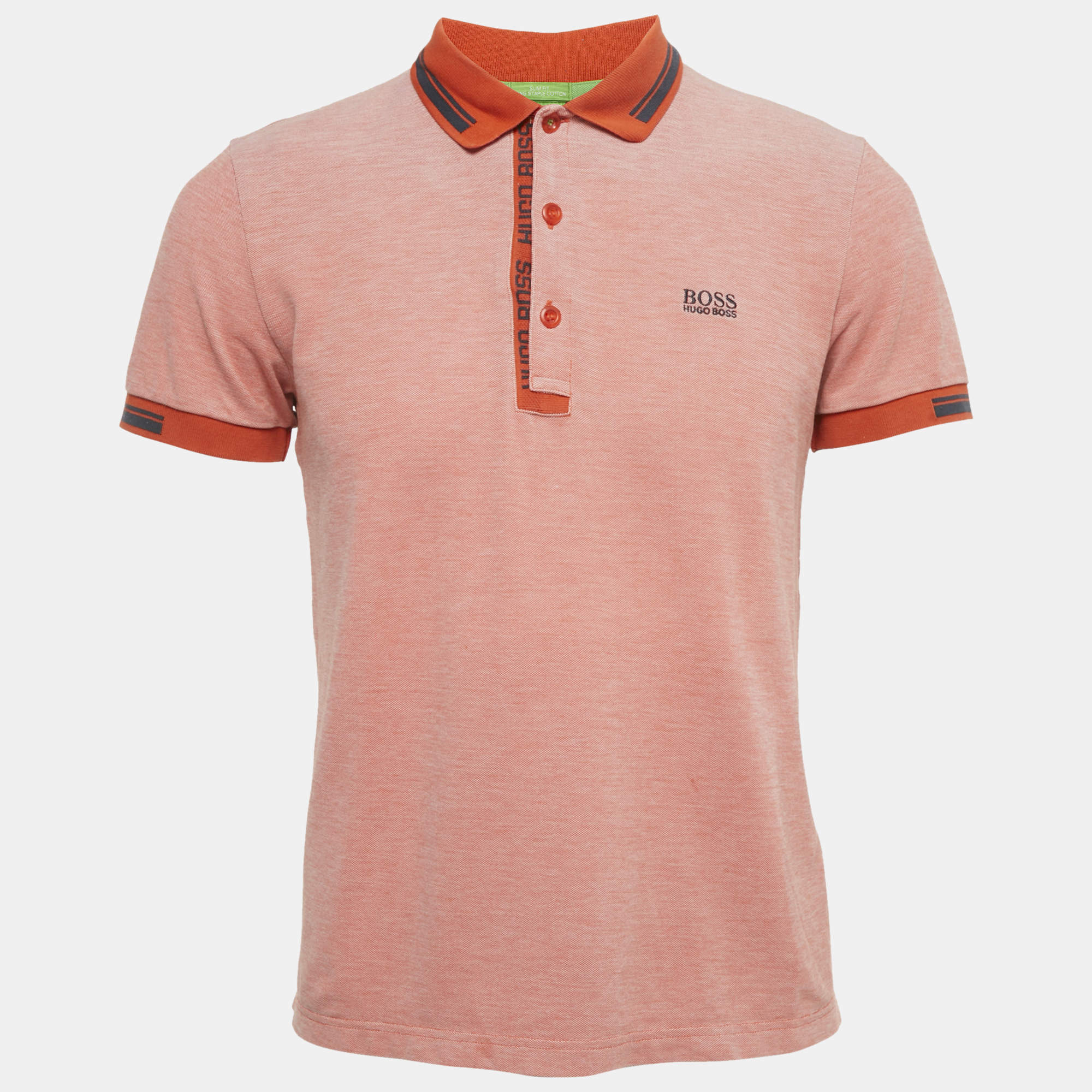 Pre Owned Boss By Hugo Boss Orange Cotton Paule 4 Polo T-Shirt L