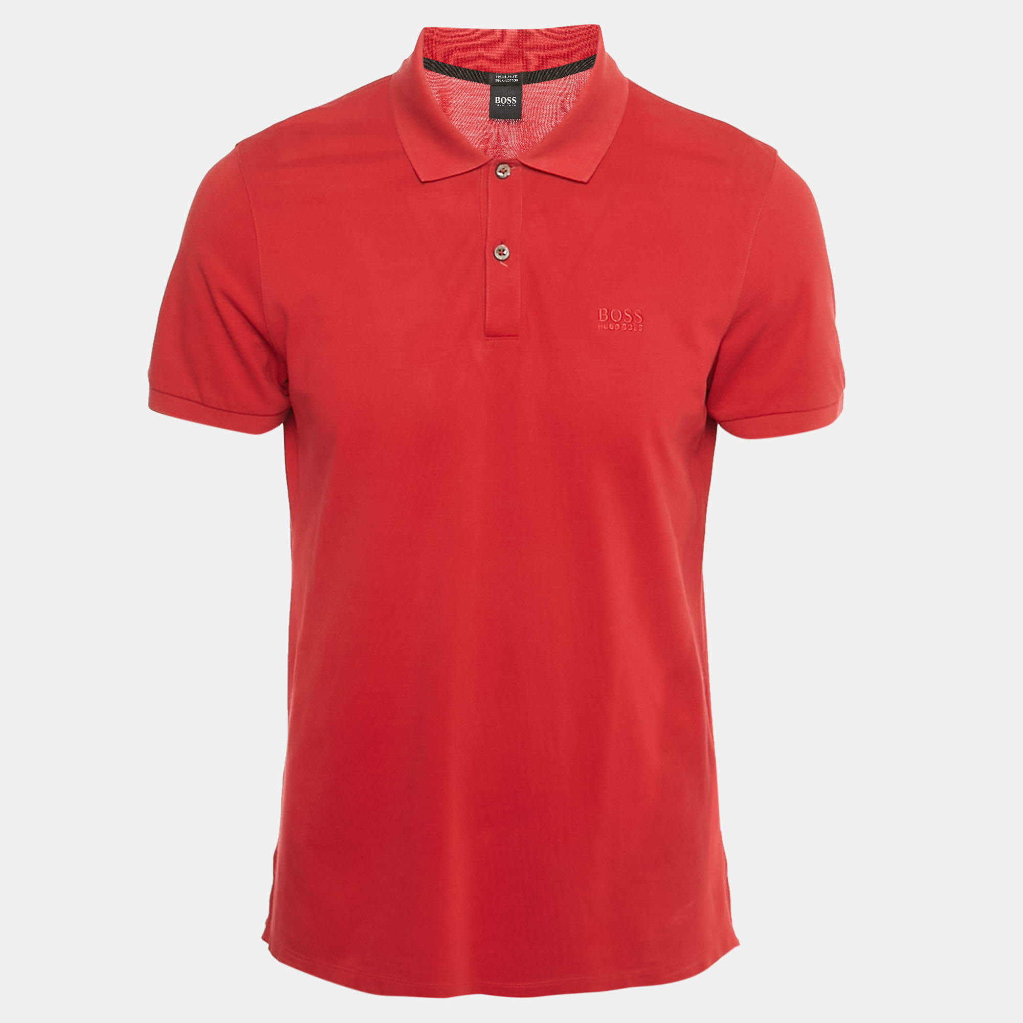 Pre Owned Boss by Hugo Boss Red Cotton Pallas Polo T-Shirt M