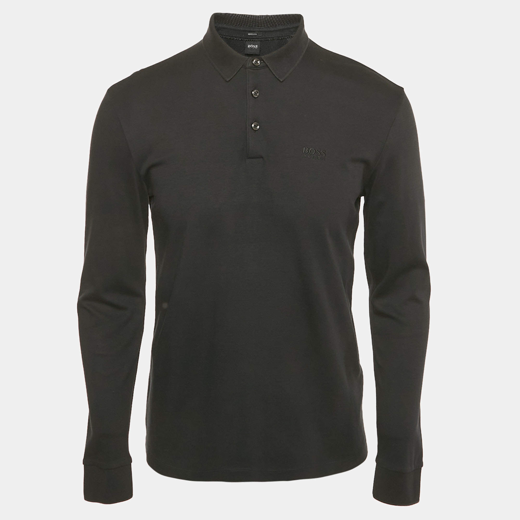 Pre Owned Boss by Hugo Boss Black Jersey Pado 11 Polo T-Shirt S