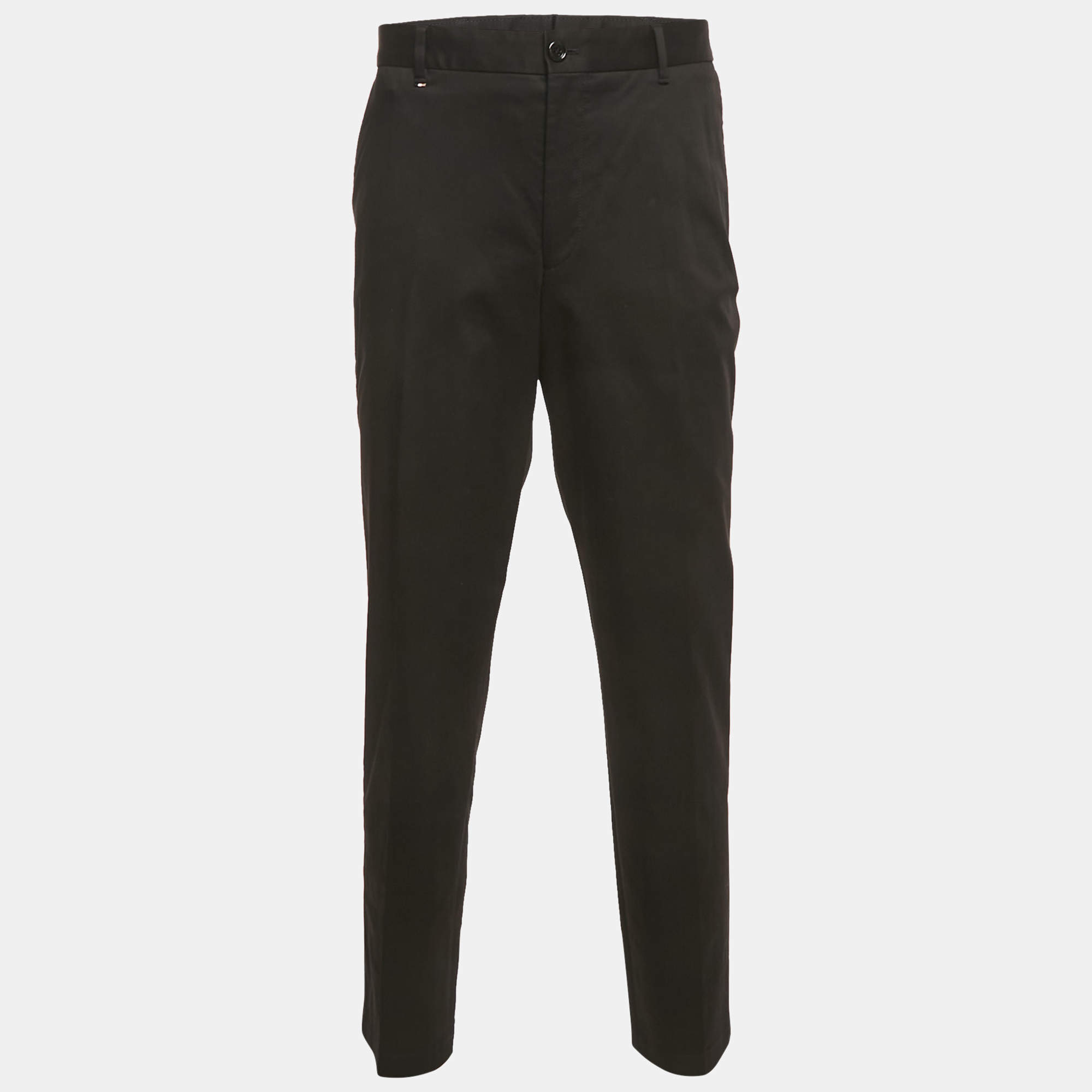 Pre Owned Boss By Hugo Boss Black Gabardine Formal Trousers XXL