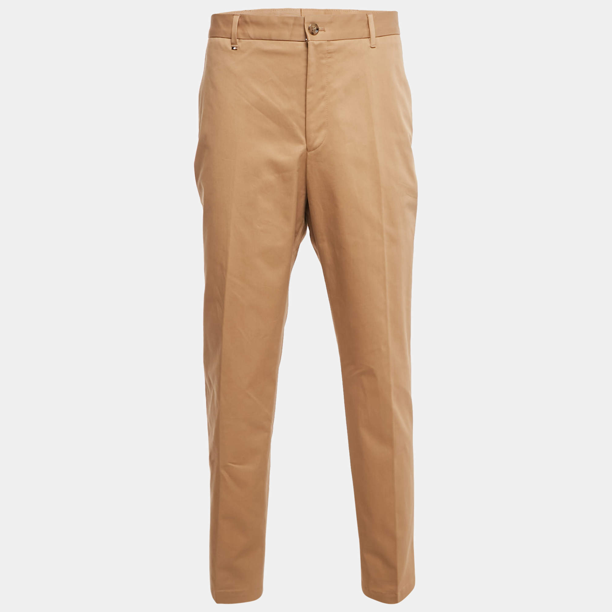 Pre Owned Boss By Hugo Boss Brown Gabardine C-Perin Trousers XXL