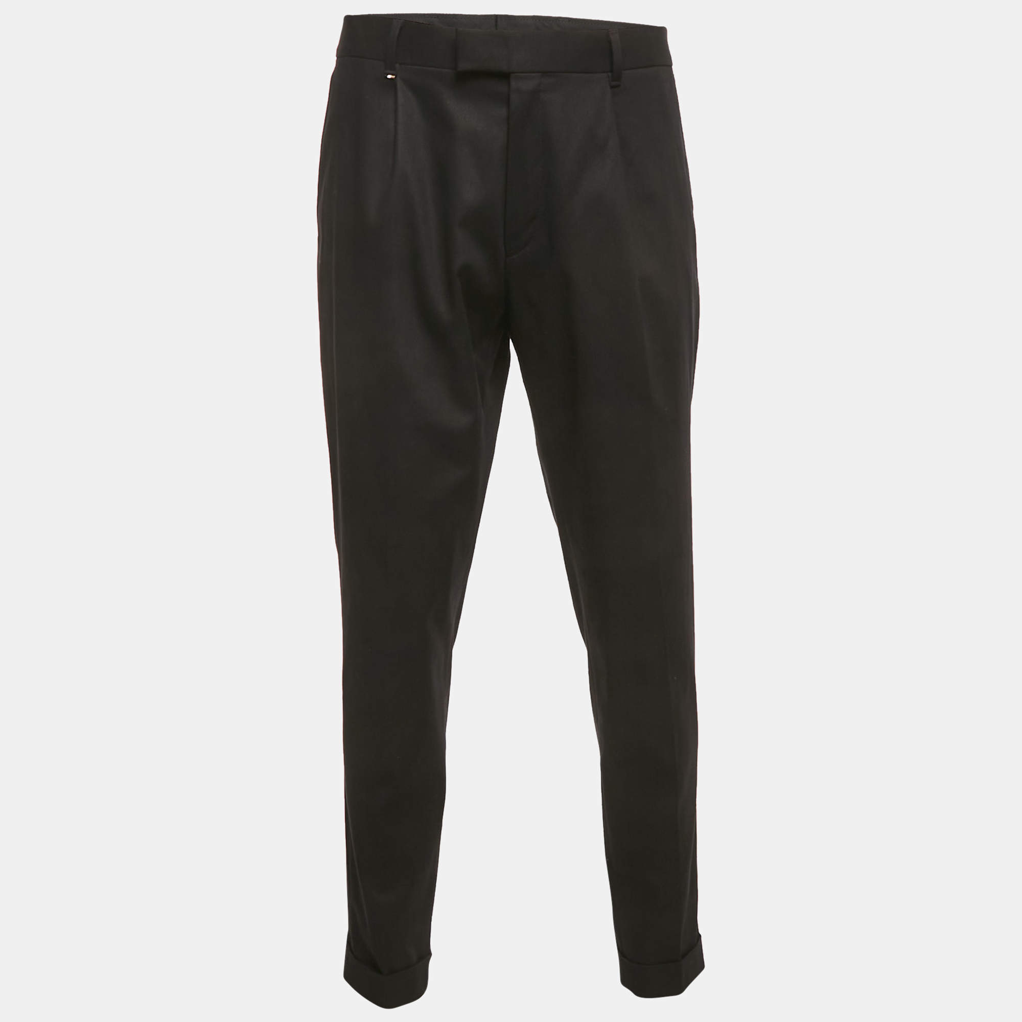 Pre Owned Boss By Hugo Boss Black Gabardine Formal Trousers XL