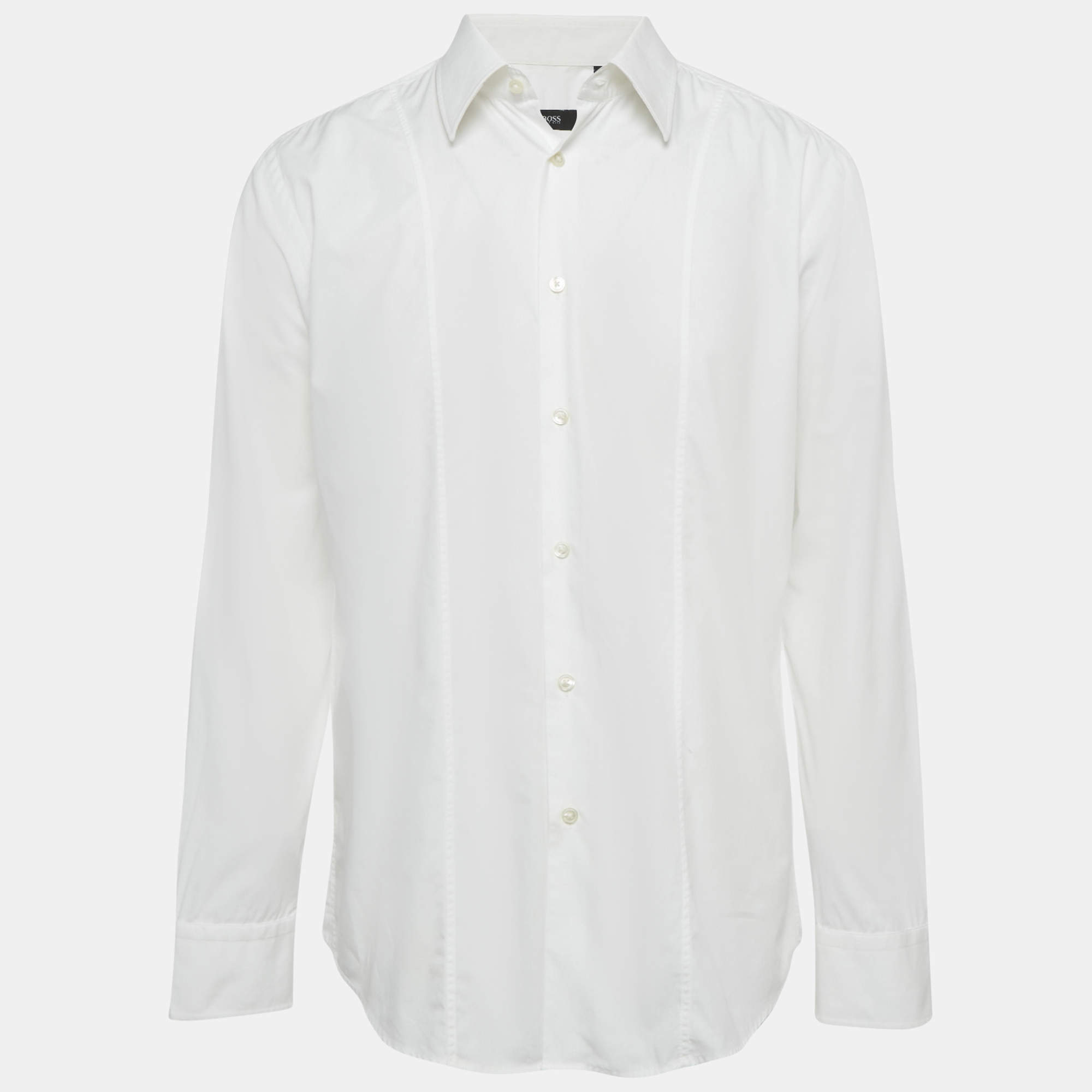 Pre Owned Boss By Hugo Boss White Cotton Slim Fit Shirt XXL 
