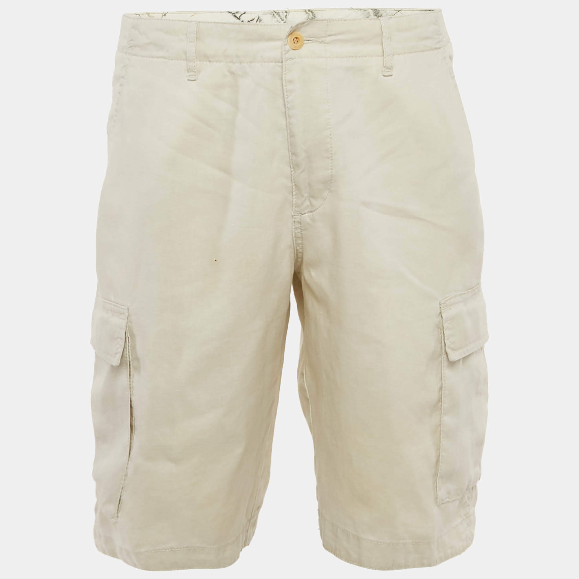 Pre Owned Boss By Hugo Boss Beige Linen Shorts M