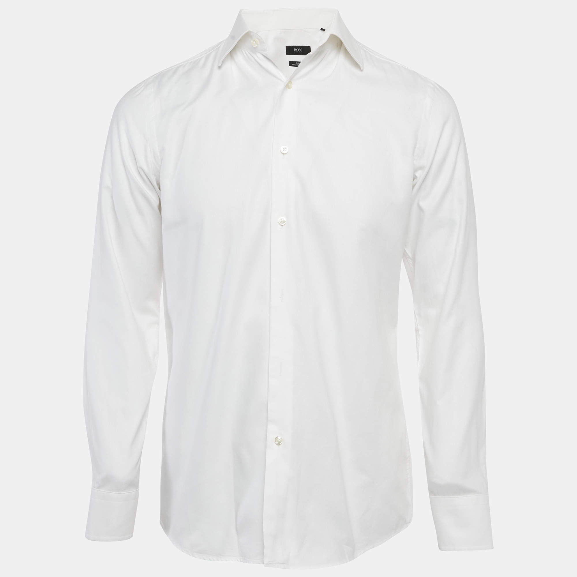 مملوكة مسبقًا Boss By Hugo Boss White Cotton Slim Fit Shirt S