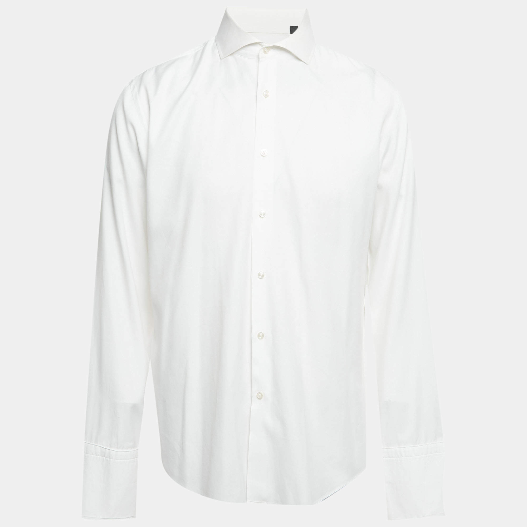 Pre Owned قميص بوس باي هوغو بوس قطن أبيض قصة سليم مقاس كبير جدًا - إكس لارج