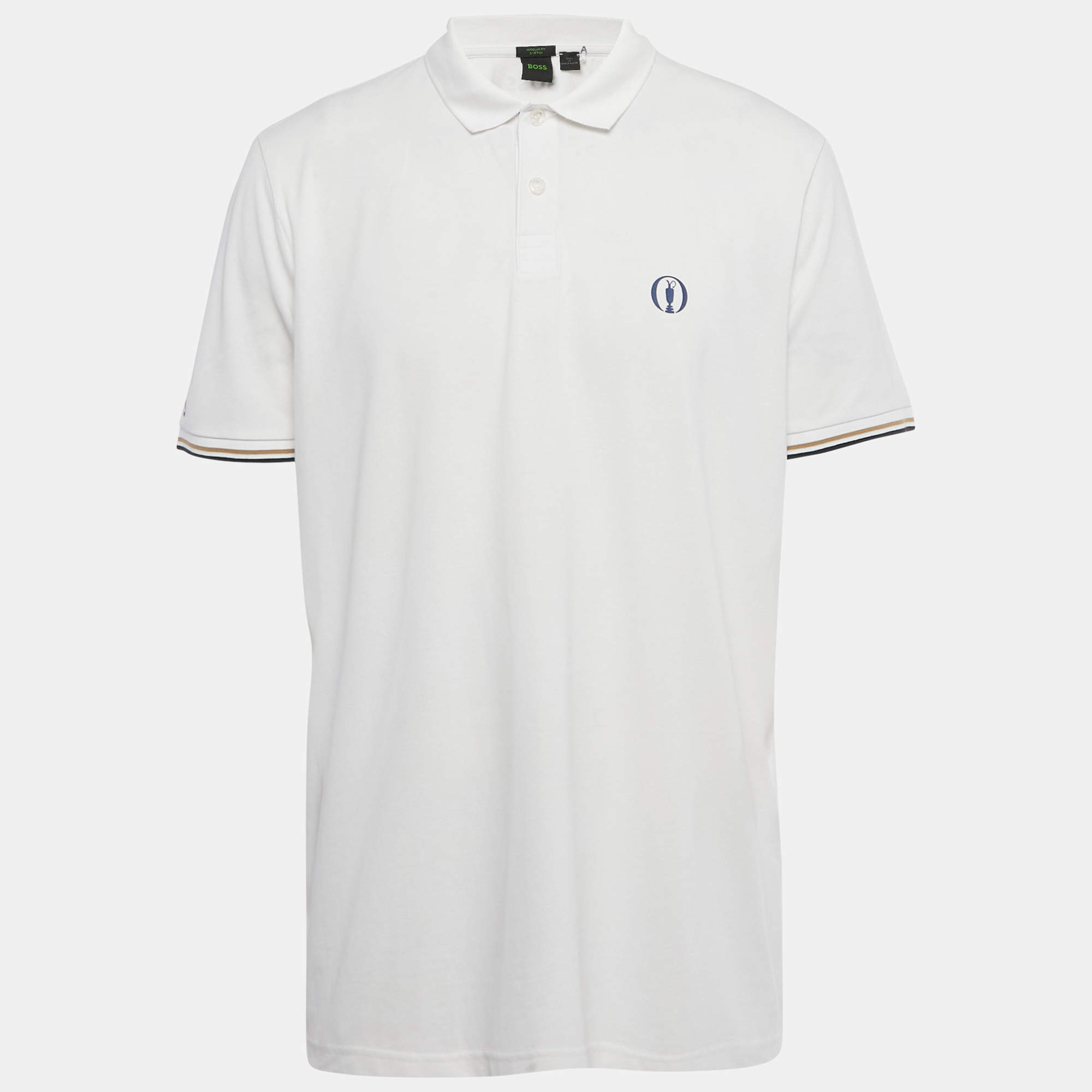 Pre Owned Boss By Hugo Boss White Pique Regular Fit Polo T-Shirt XXL