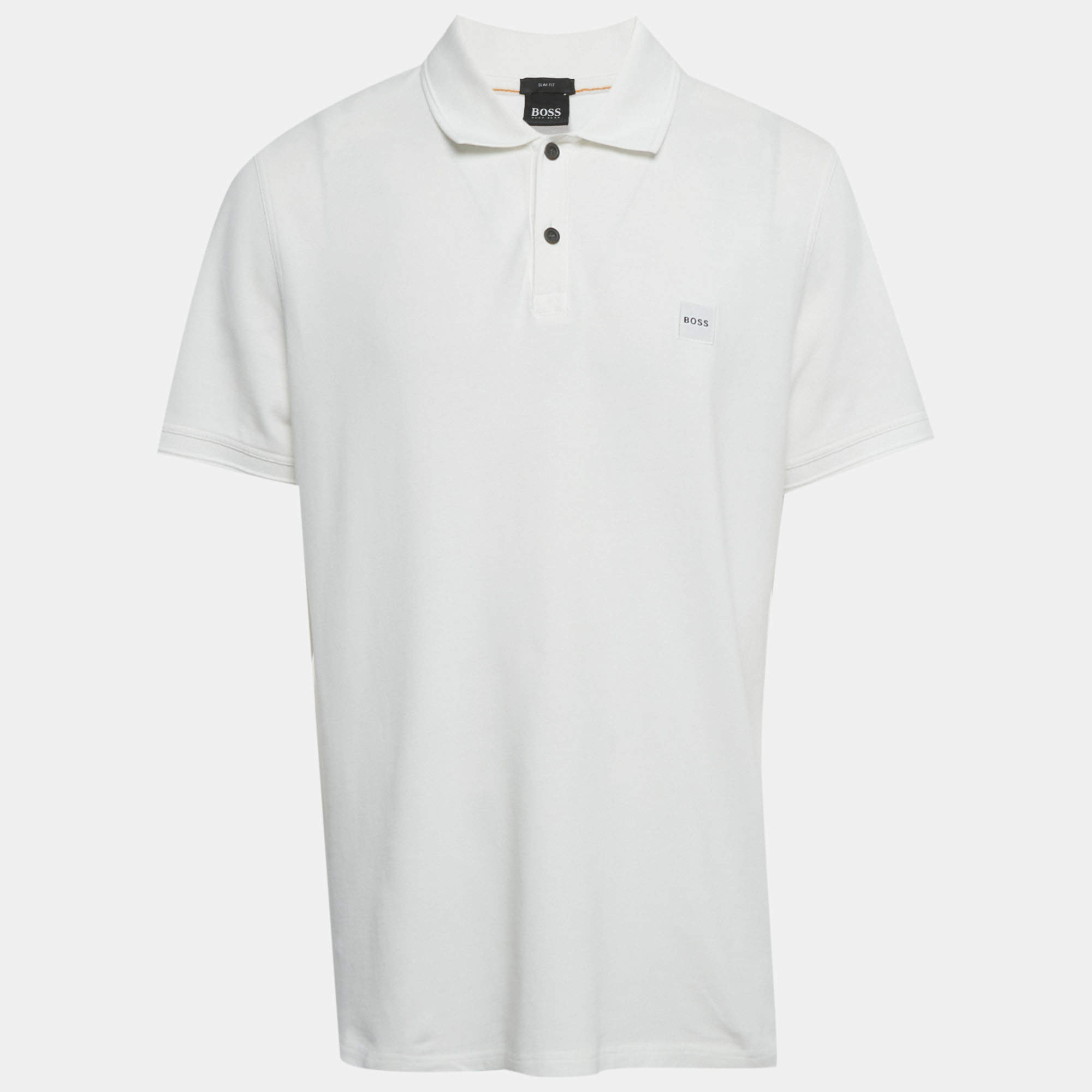 Pre Owned Boss By Hugo Boss White Pique Slim Fit Polo T-Shirt XXL