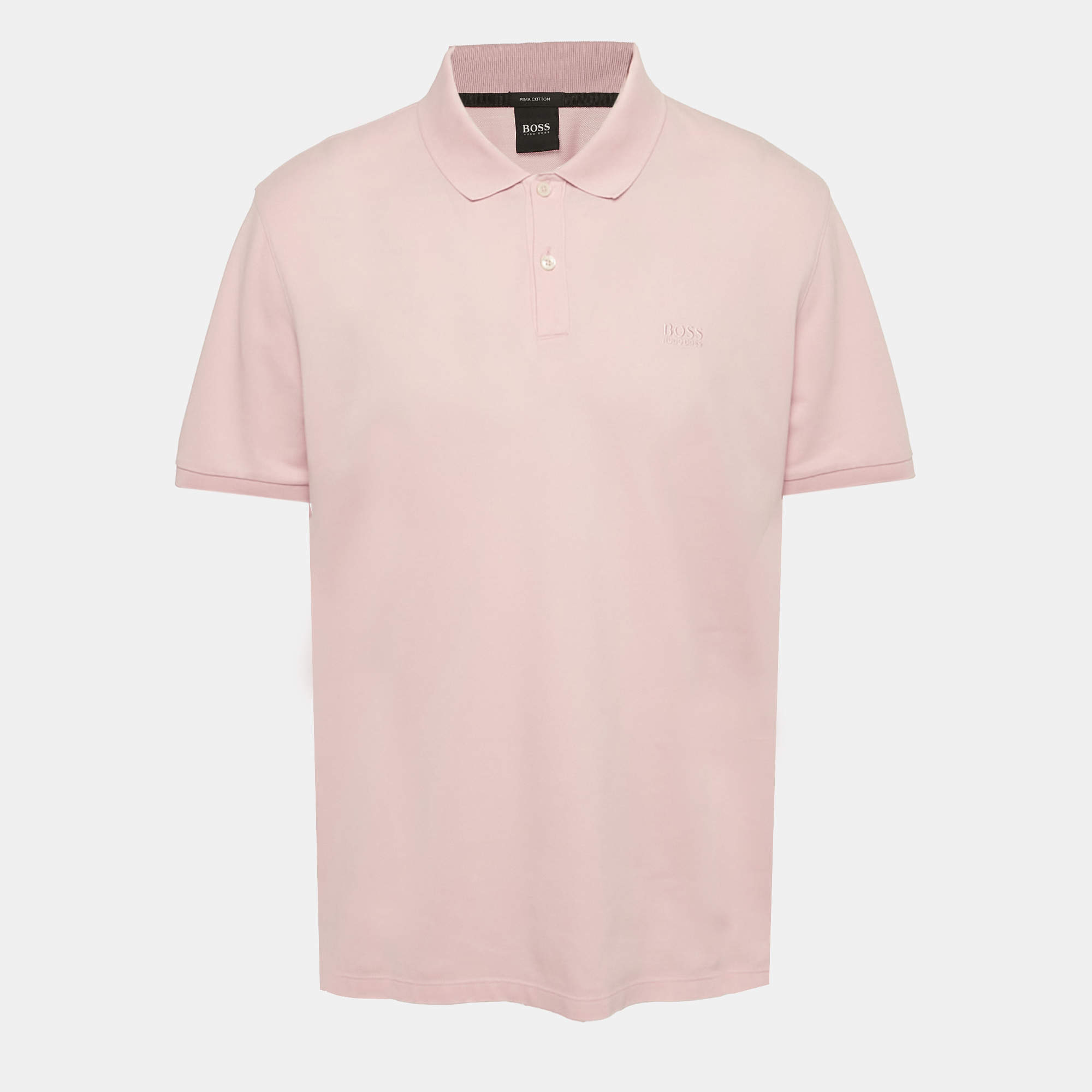 Pre Owned Boss by Hugo Boss Pink Logo Embroidered Pique Pallas Polo T-Shirt XXL
