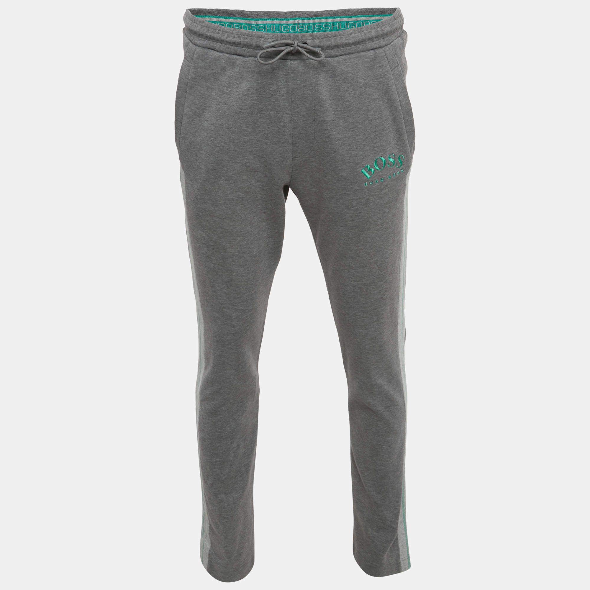 مملوكة مسبقًا Boss By Hugo Boss Grey Cotton Track Pants M