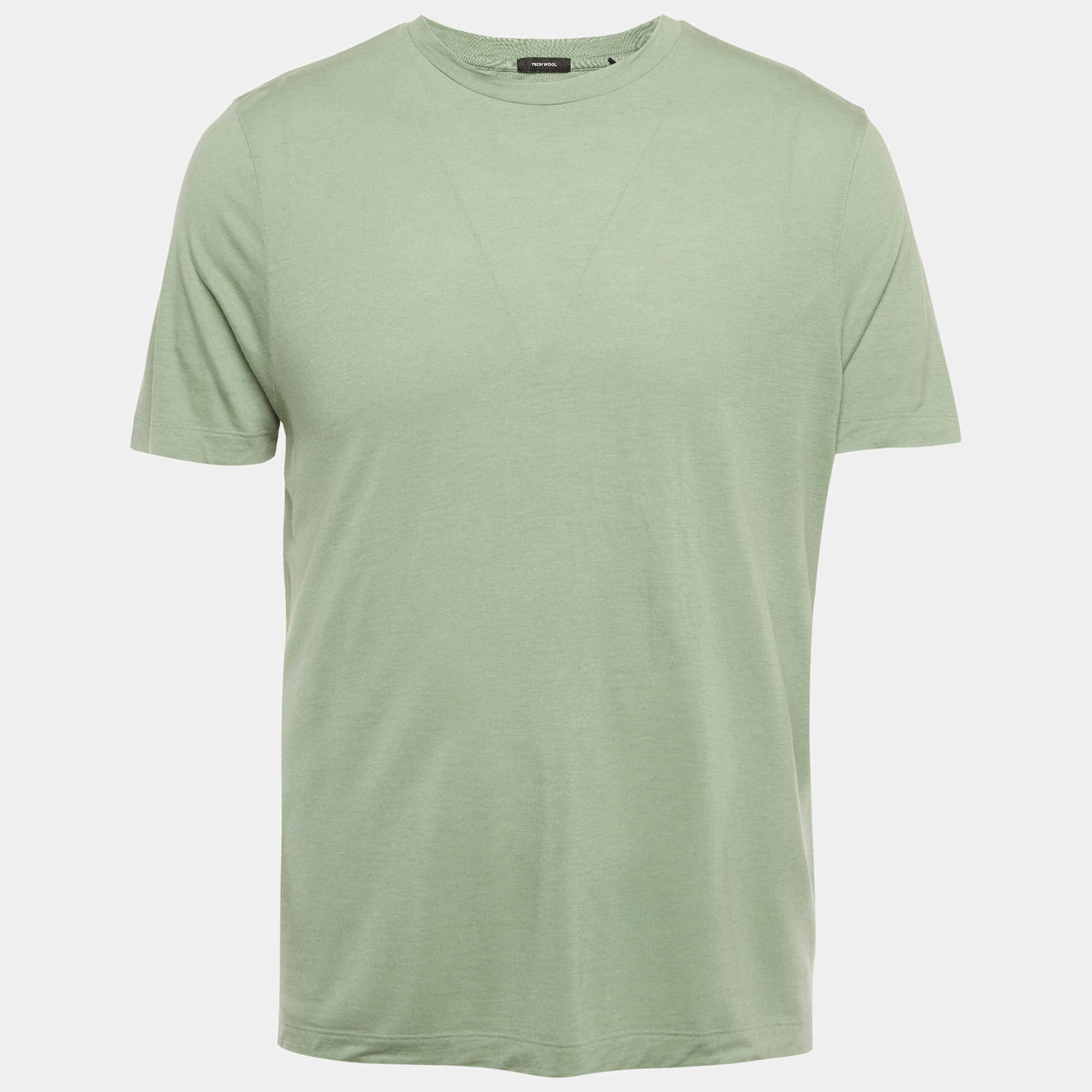 Pre Owned Boss By Hugo Boss Light Green Tech Wool T-Shirt L