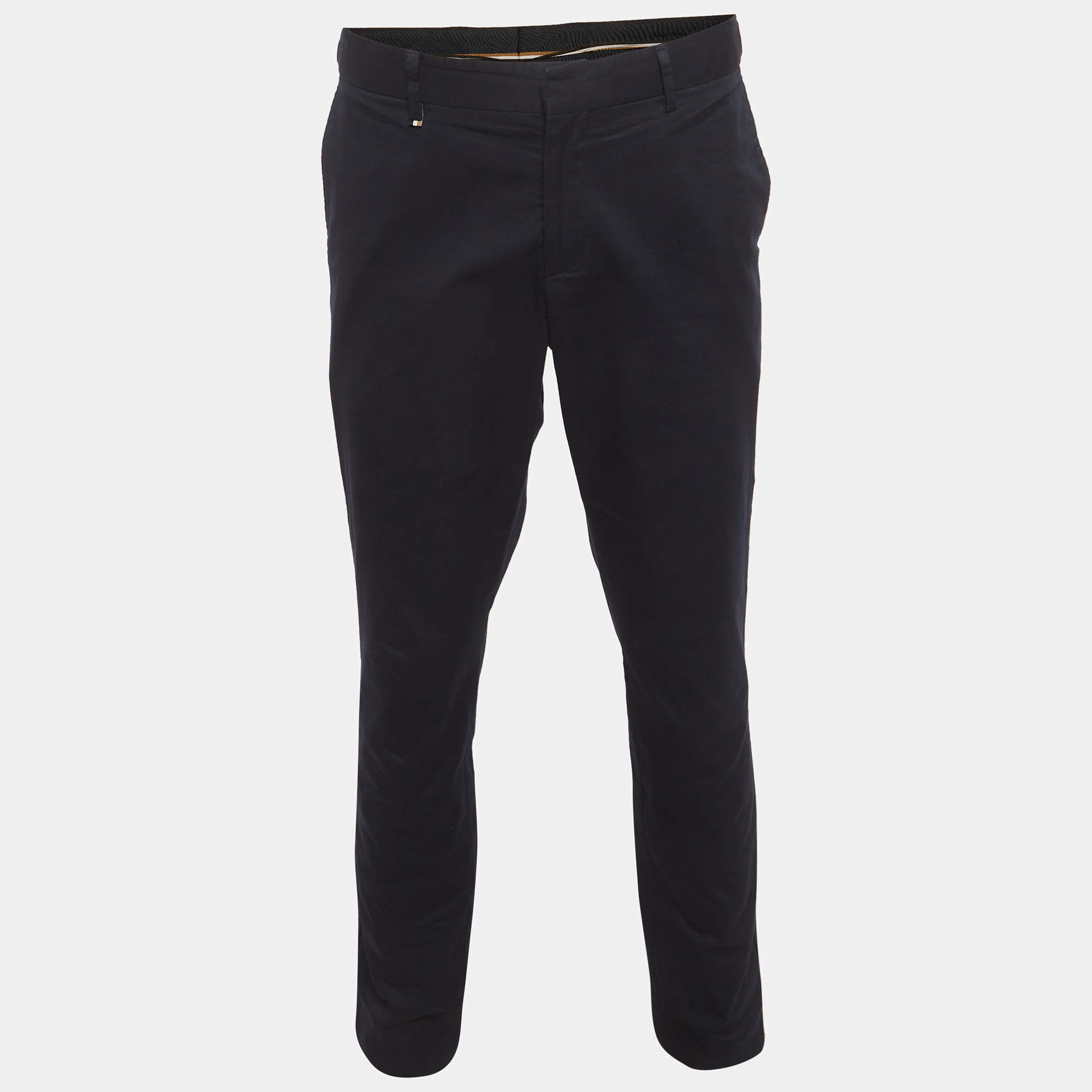 Pre Owned بنطلون بوس باي هوغو بوس صوف مزيج أسود مقاس كبير جدًا/خصر 36 بوصة