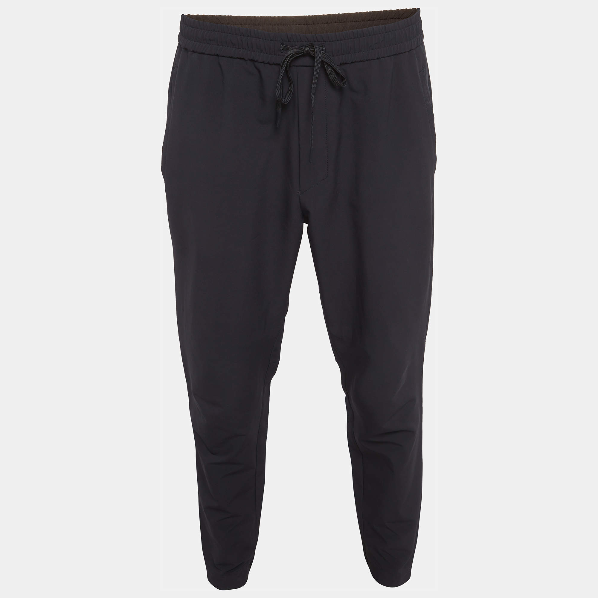 Pre Owned بنطلون بوس باي هوغو بوس أزرق كتاني وصوفي برباط خصر مقاس متوسط (ميديم)