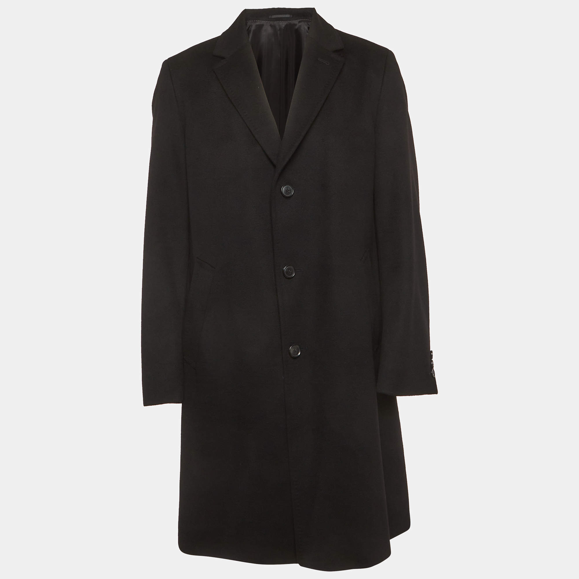 Pre Owned Boss By Hugo Boss Black Wool Felt Morgan Coat XL