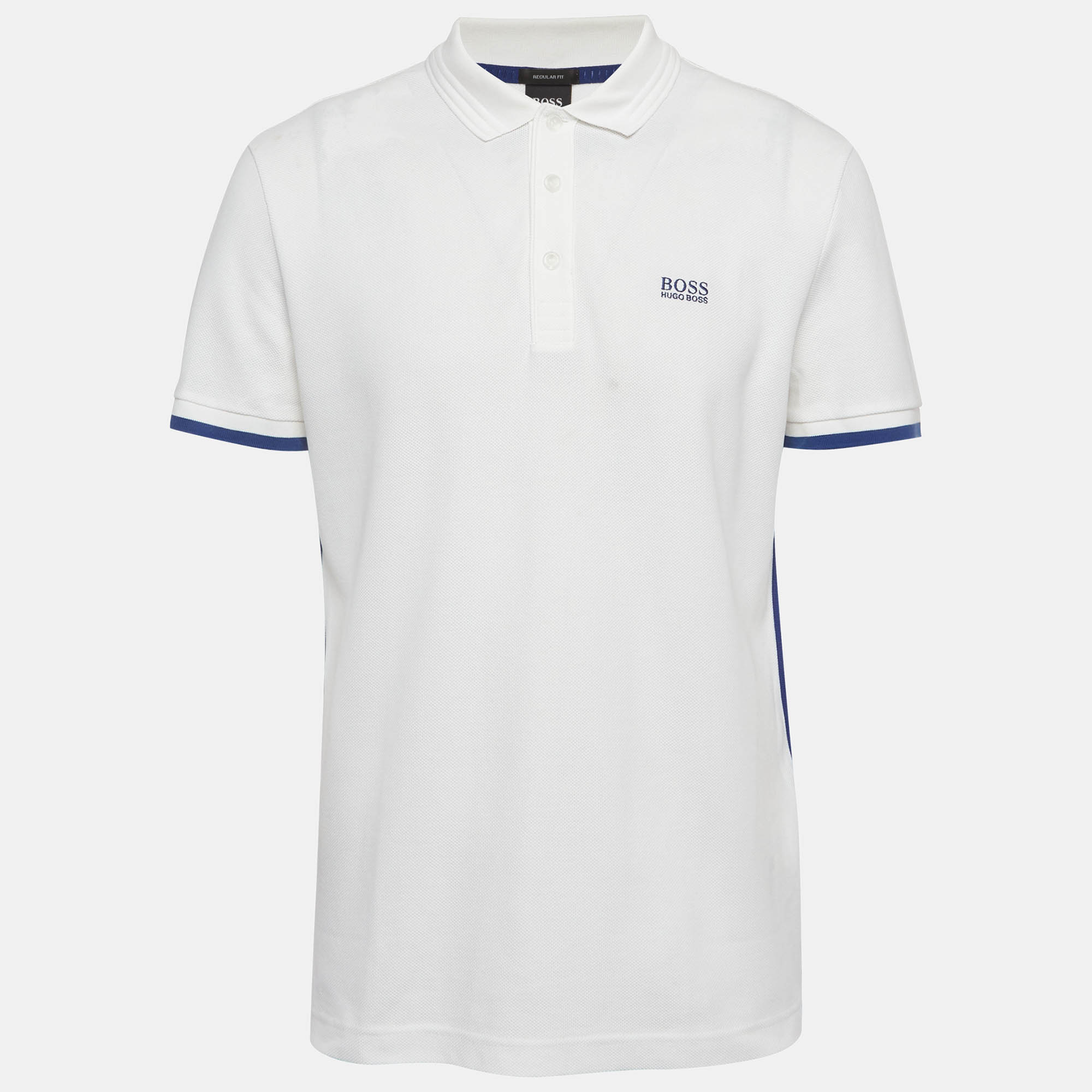 Pre Owned Boss by Hugo Boss White Cotton pique Polo T-Shirt L