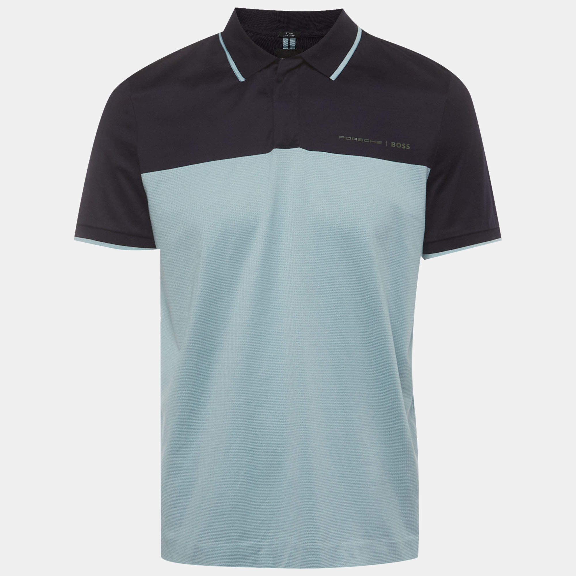 Pre Owned BOSS x Porsche Color-Blocked Logo Print Jersey Phillipson Polo T-Shirt L