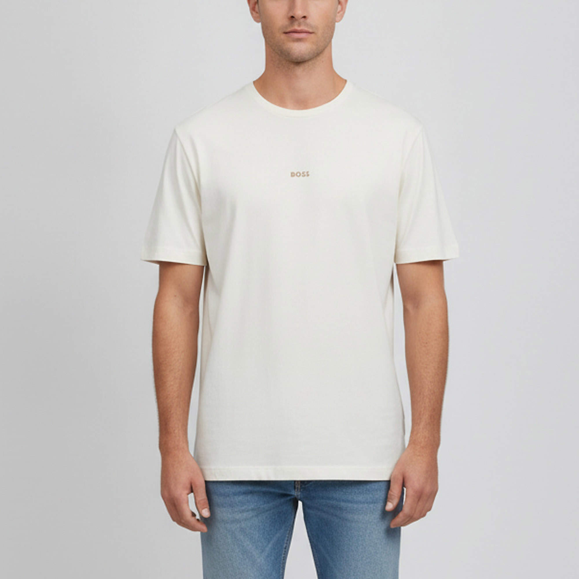 Pre Owned Boss By Hugo Boss Cream Jersey Relaxed Fit TChup T-Shirt XL