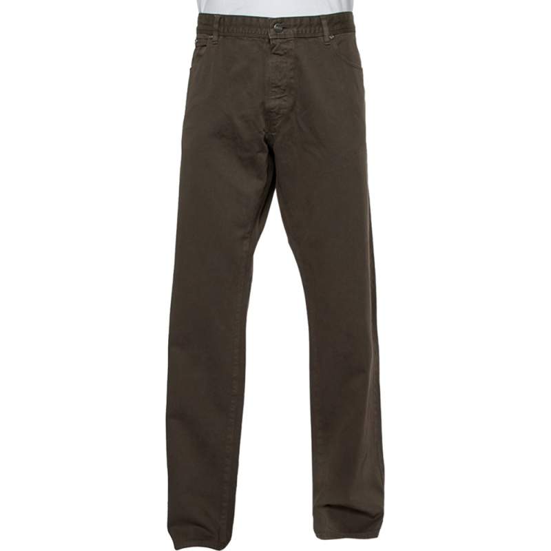 Pre Owned Boss By Hugo Boss Brown Cotton & Cashmere Oklahoma Trousers L