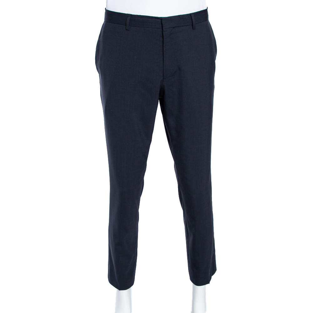Pre Owned Boss By Hugo Boss Midnight Blue Wool Formal Pants XL