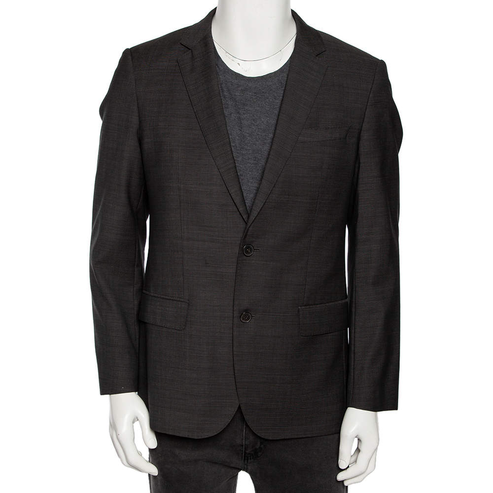 Pre Owned Boss By Hugo Boss Grey Wool Huge4/Geniue3 Single Breasted M