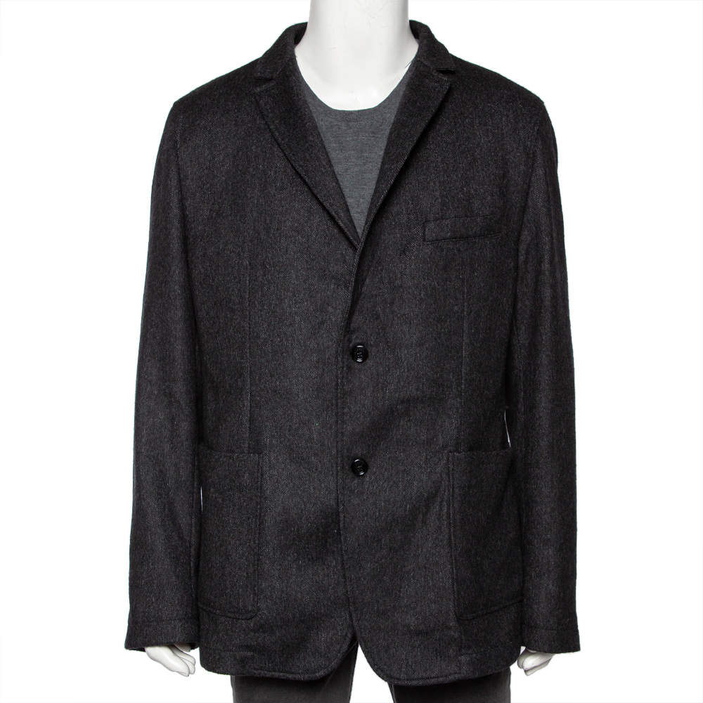 Pre Owned Boss By Hugo Boss Grey Wool Single Breasted Tailored Blazer XXXL 