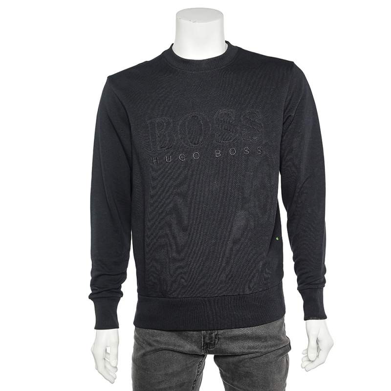 Pre Owned Boss By Hugo Boss Black Cotton Knit Salbo Pullover S