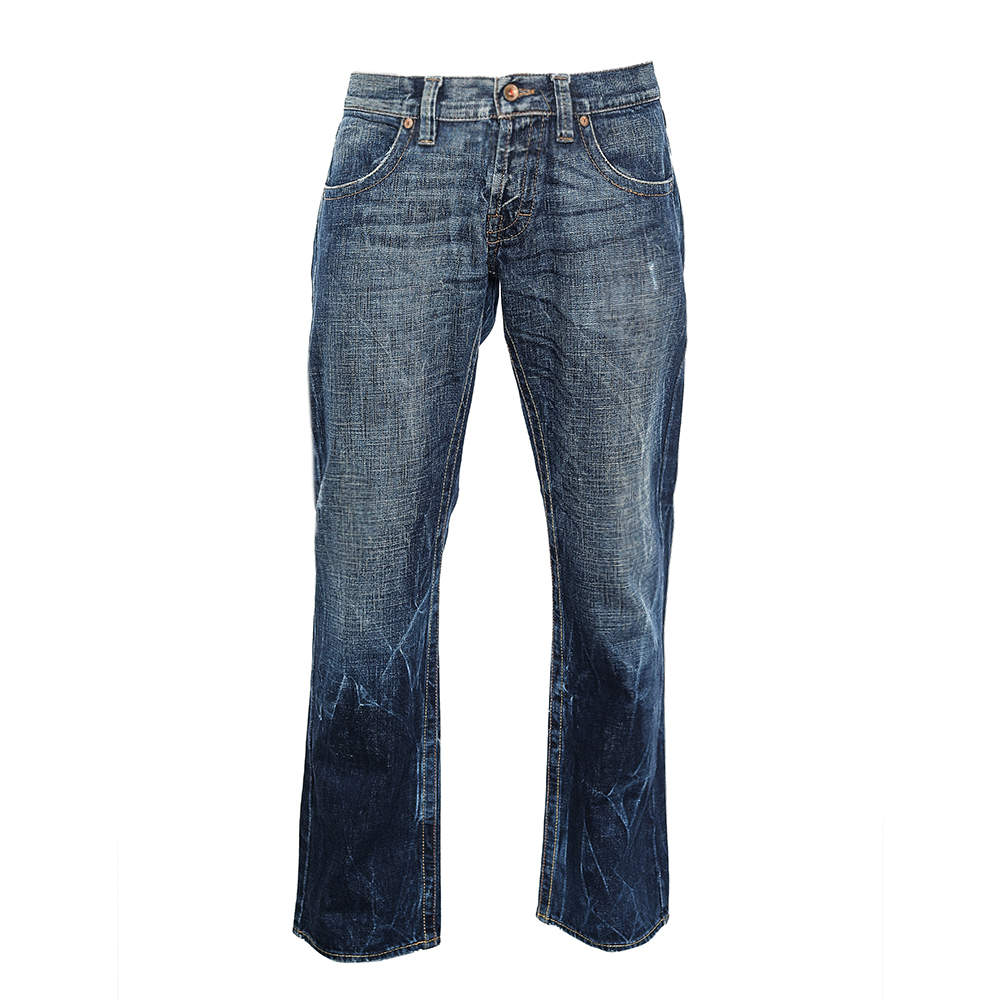 Pre Owned Boss By Hugo Boss Blue Wash Faded Effect Denim Regular Fit Jeans L