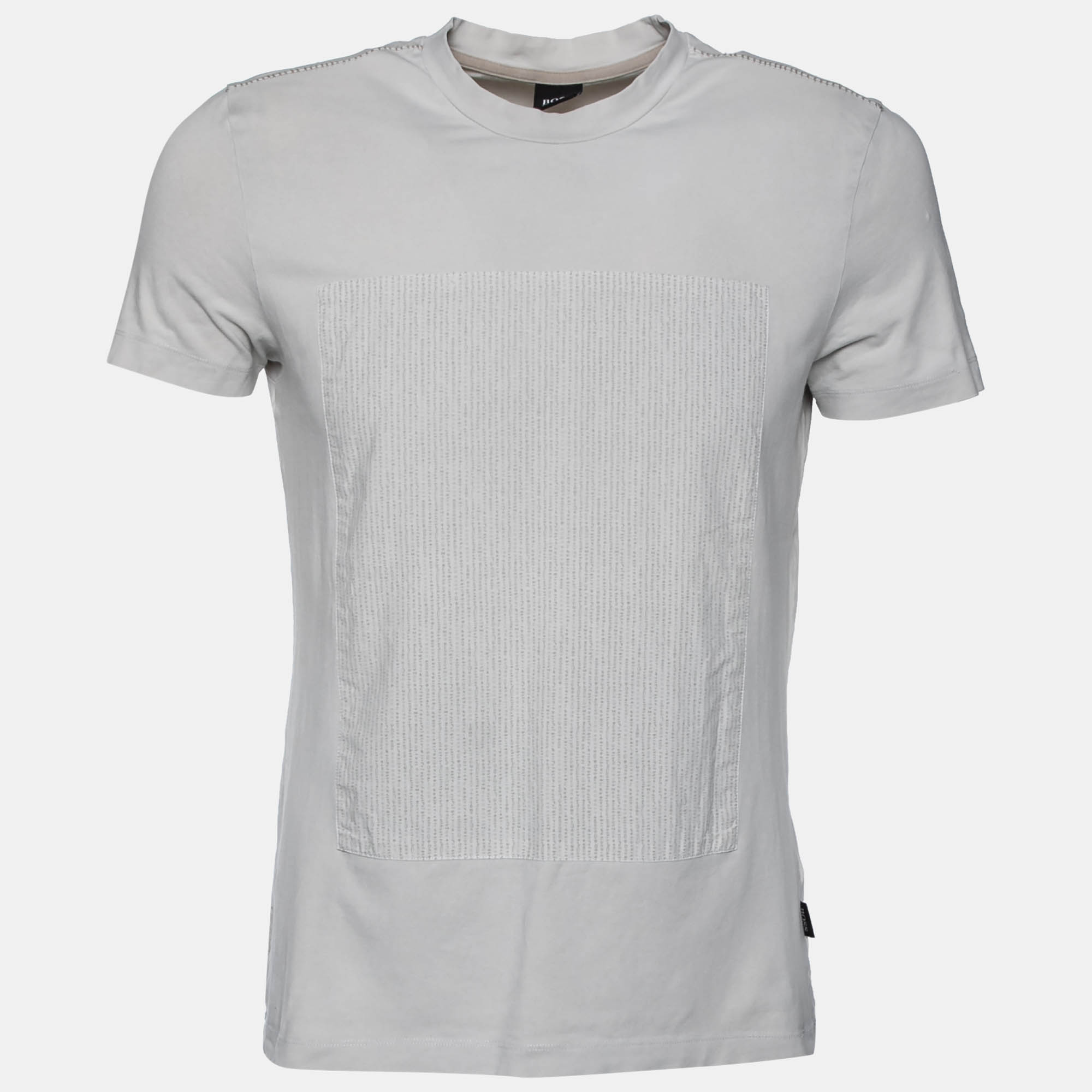 Pre Owned Boss By Hugo Boss Grey Stretch Cotton Slim Fit T-Shirt M