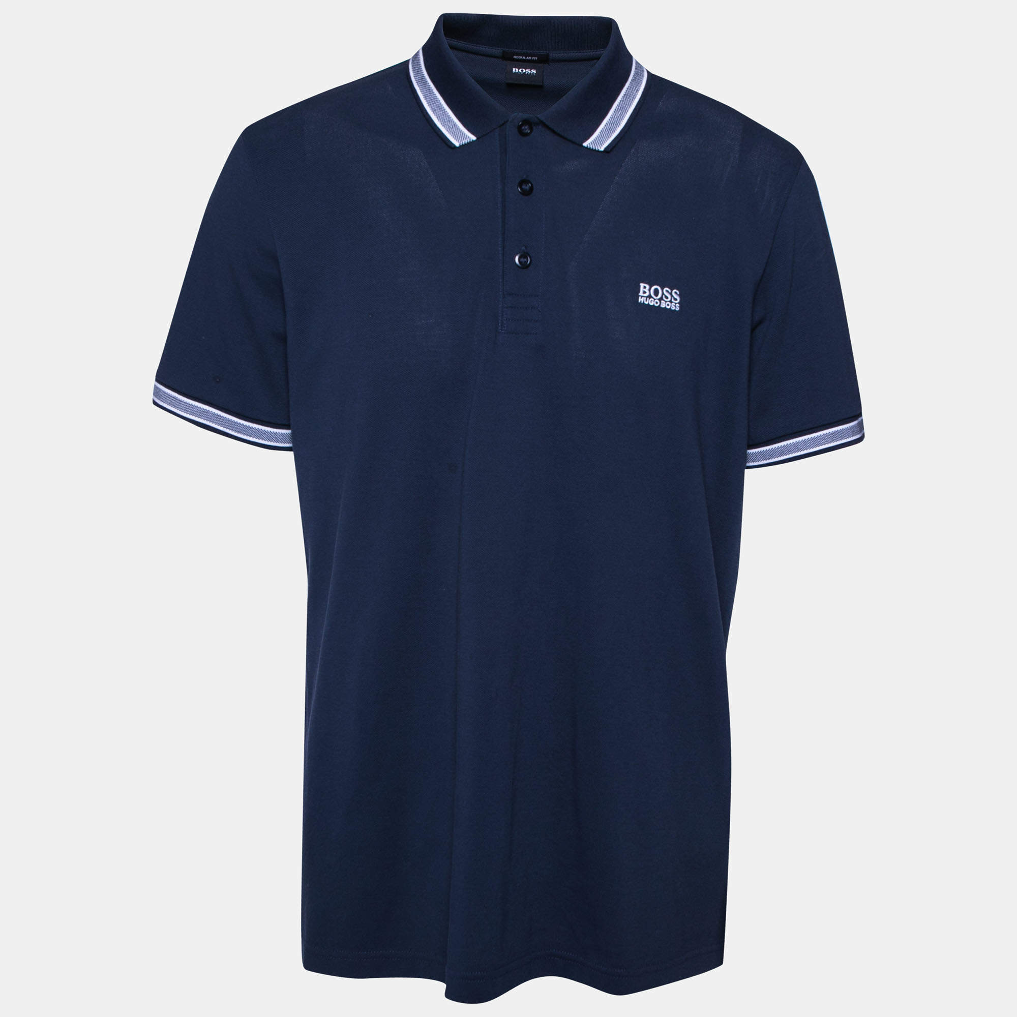 مملوكة مسبقًا Boss by Hogo Boss Navy Blue Cotton Regular Fit Polo T-Shirt XXL